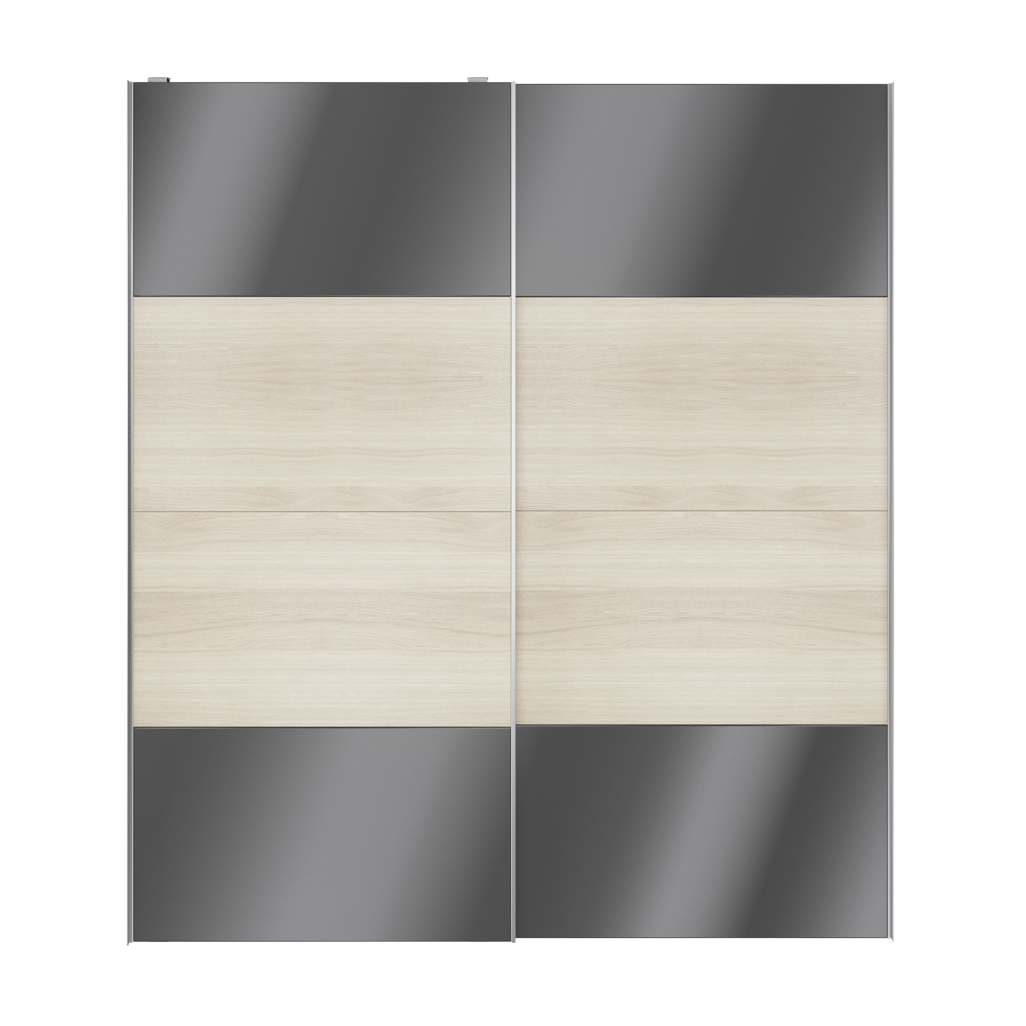 GoodHomeAtomia Panelled Anthracite oak effect High gloss 2 door Sliding Wardrobe Door kit (H)2250mm (W)2000mm