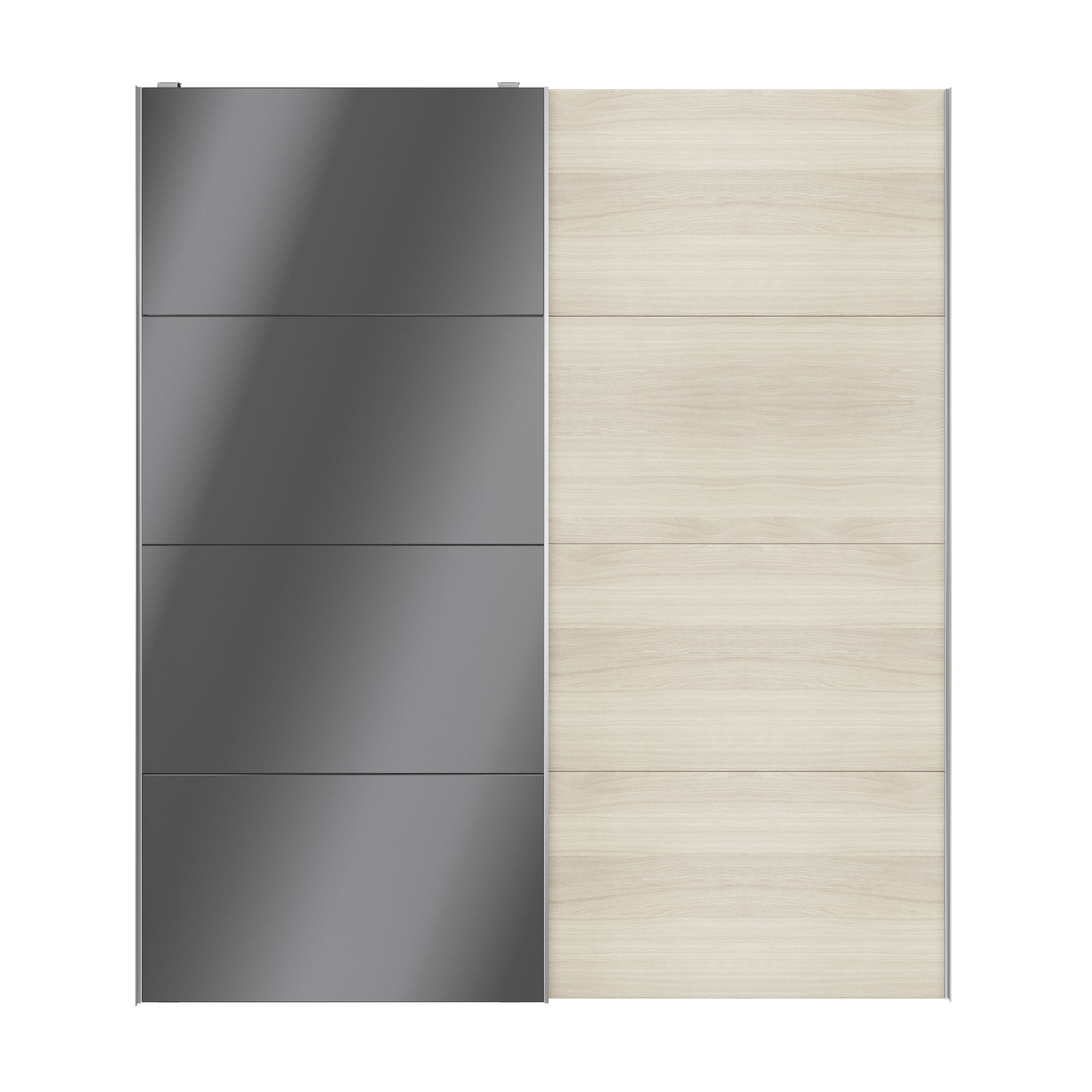 GoodHomeAtomia Panelled Anthracite oak effect High gloss 2 door Sliding Wardrobe Door kit (H)2250mm (W)2000mm