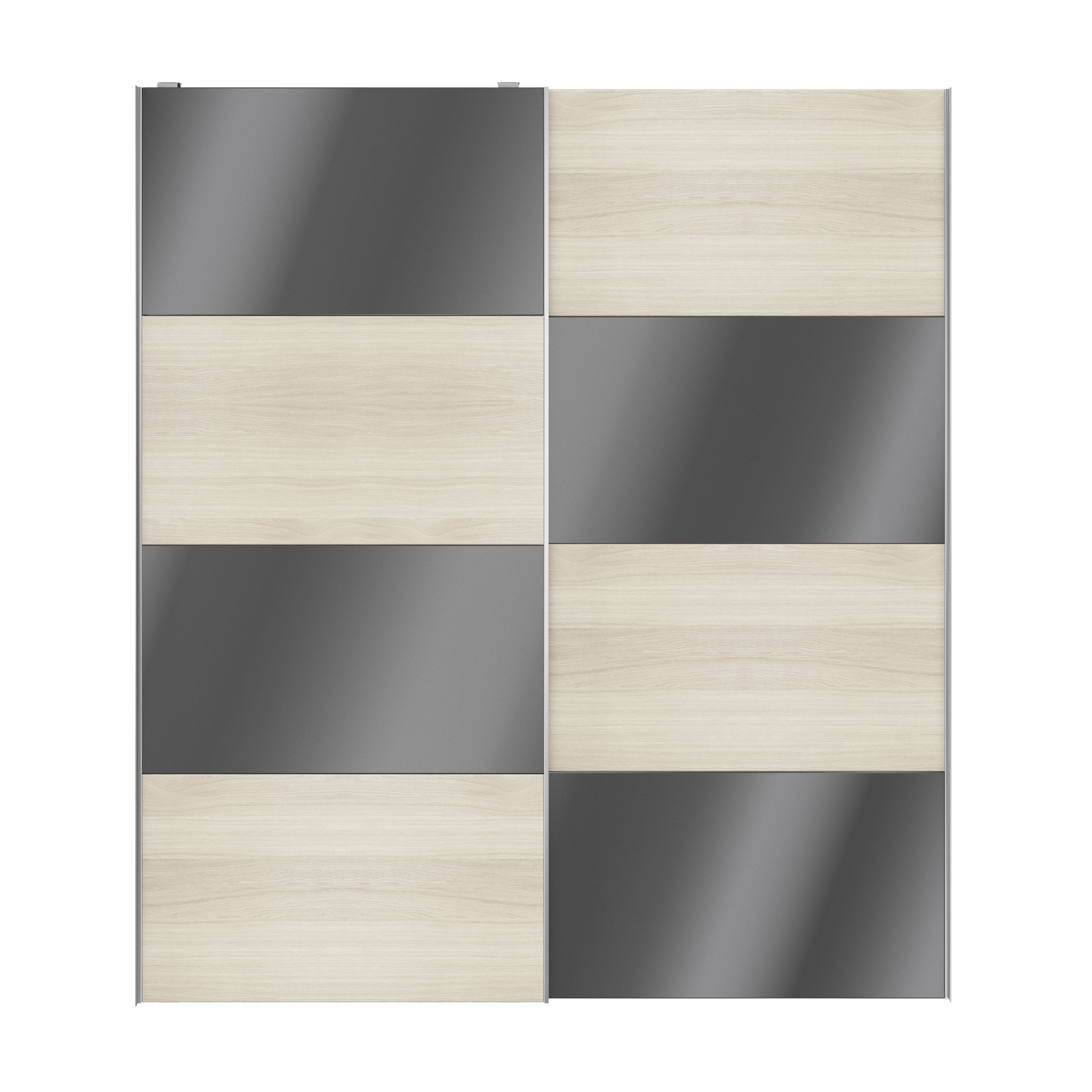 GoodHomeAtomia Panelled Anthracite oak effect High gloss 2 door Sliding Wardrobe Door kit (H)2250mm (W)2000mm