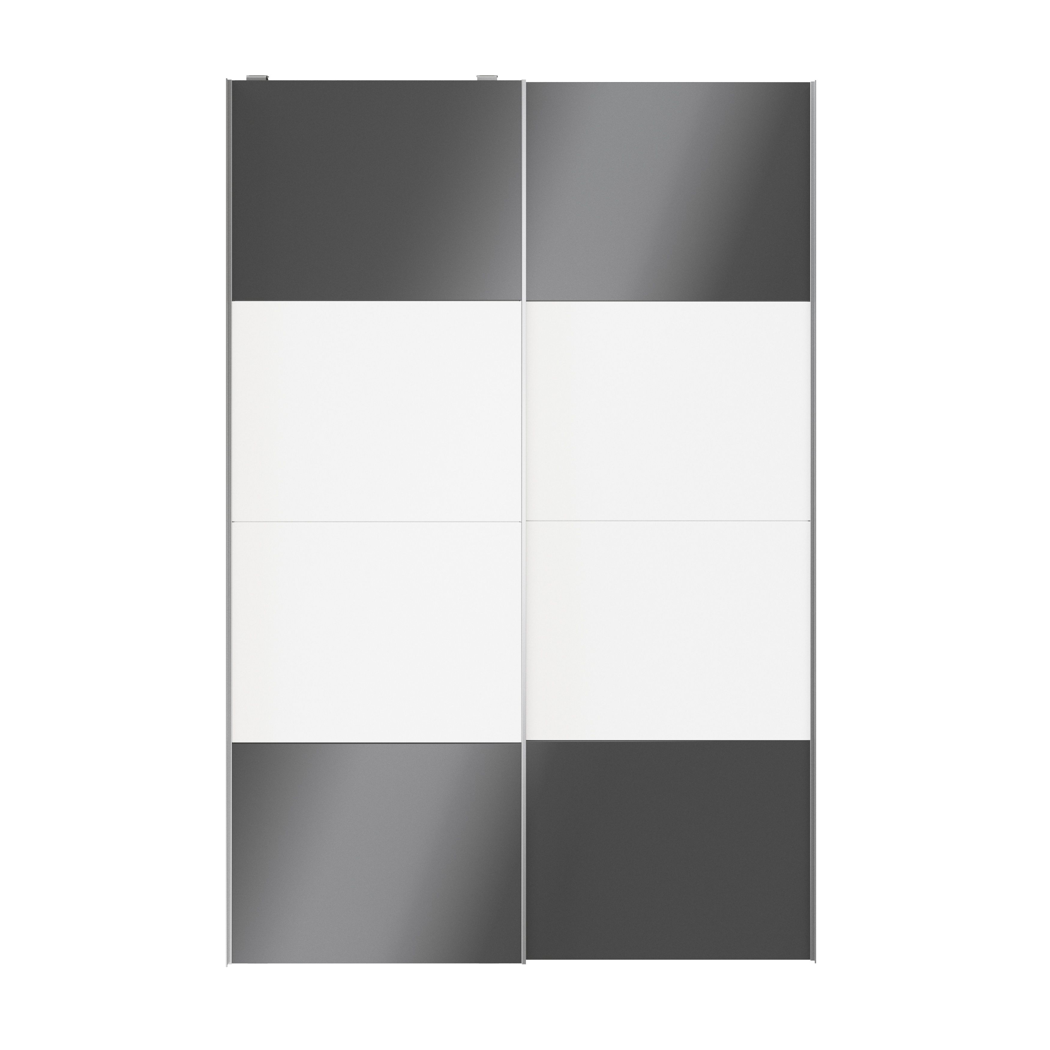 GoodHomeAtomia Panelled Anthracite & white High gloss & matt 2 door Sliding Wardrobe Door kit (H)2250mm (W)1500mm