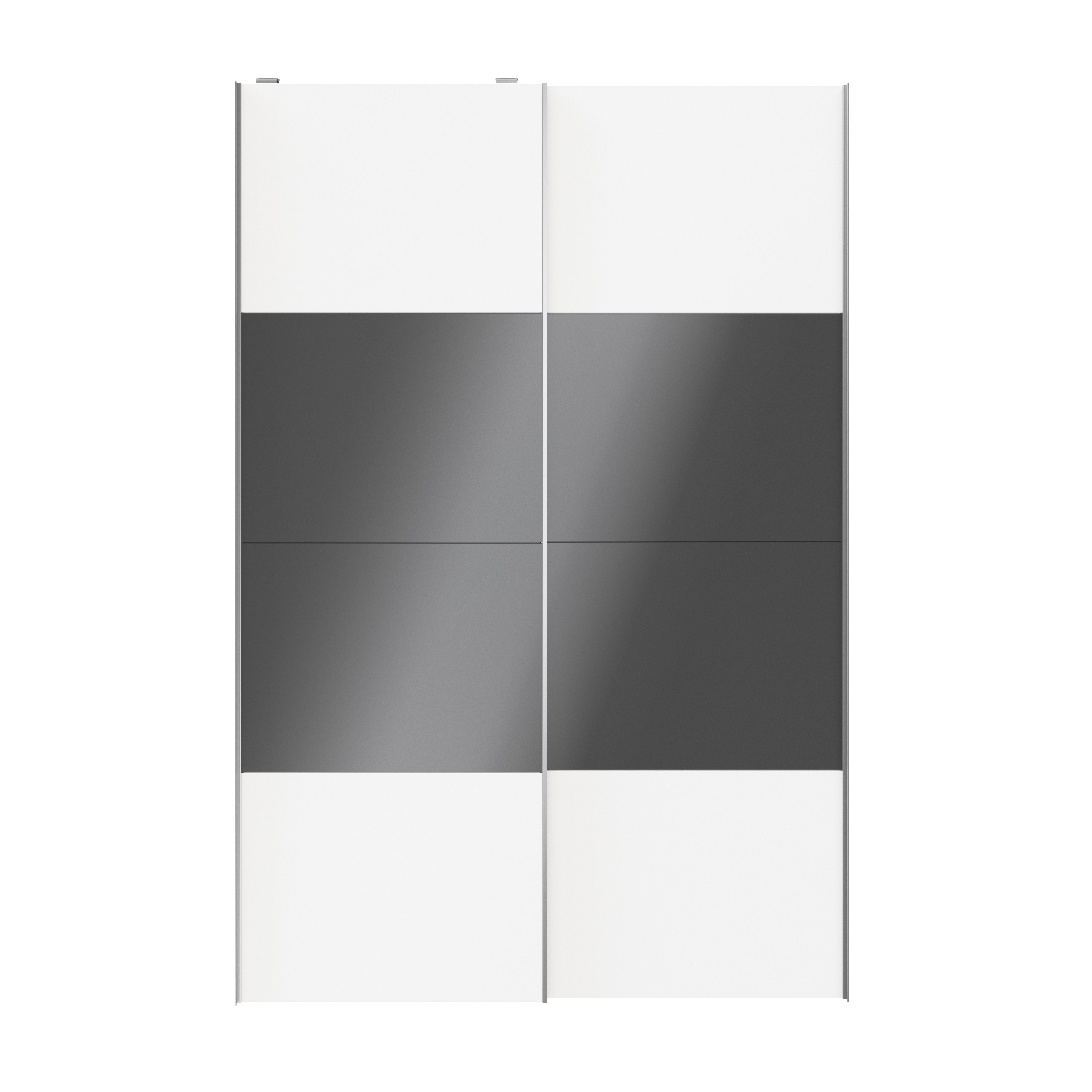 GoodHomeAtomia Panelled Anthracite & white High gloss & matt 2 door Sliding Wardrobe Door kit (H)2250mm (W)1500mm
