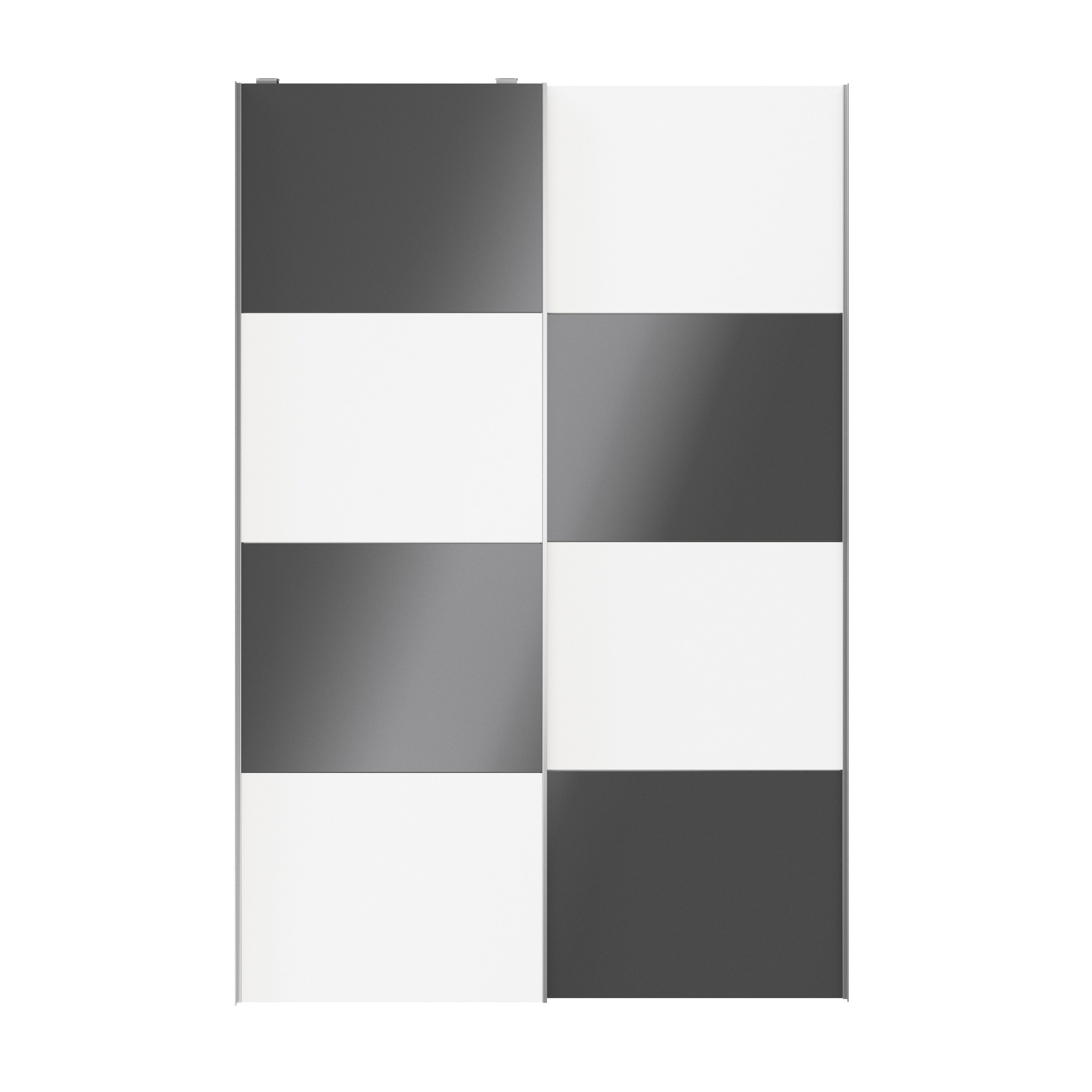 GoodHomeAtomia Panelled Anthracite & white High gloss & matt 2 door Sliding Wardrobe Door kit (H)2250mm (W)1500mm