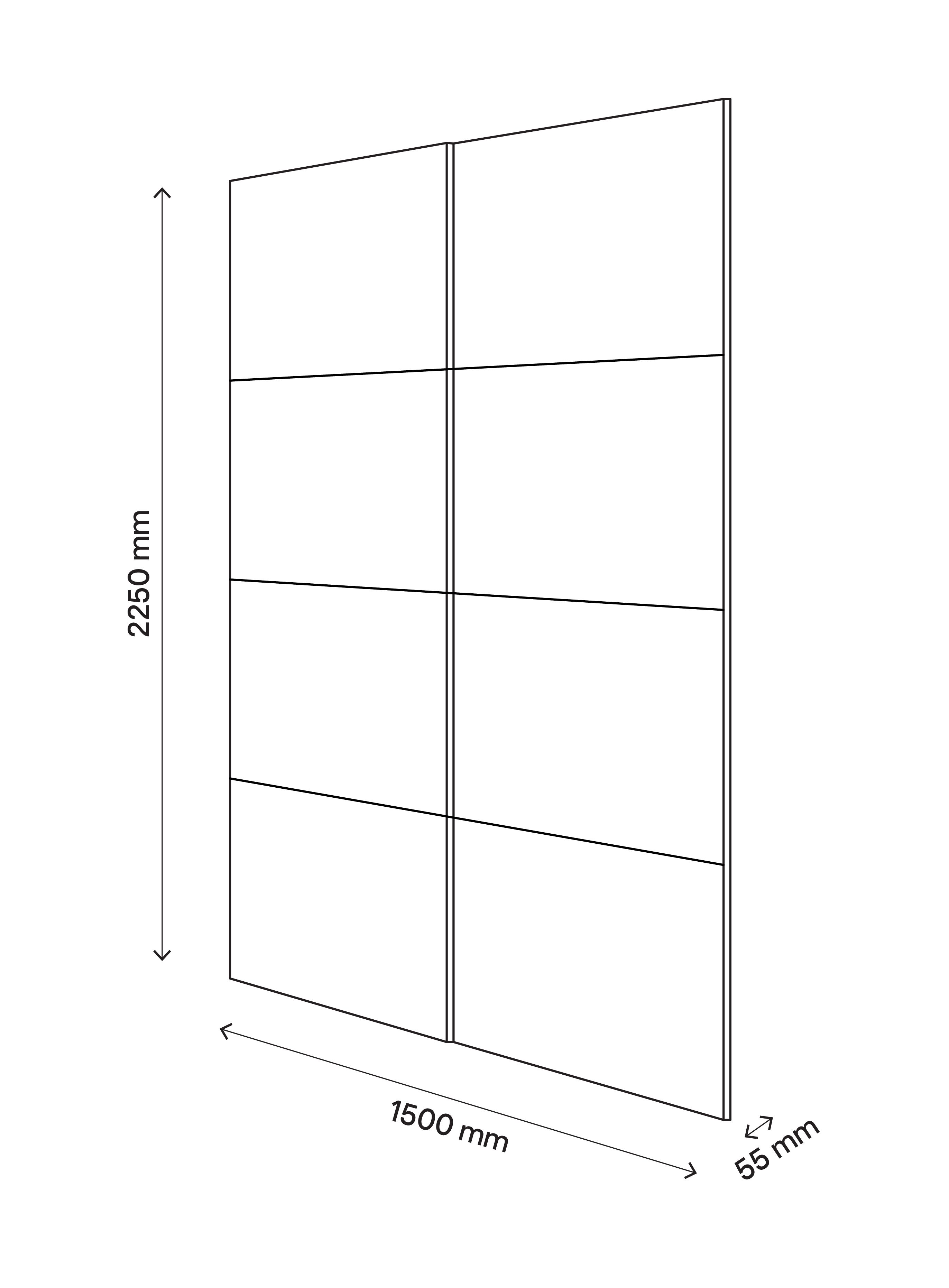 GoodHomeAtomia Panelled Grey & white oak effect High gloss 2 door Sliding Wardrobe Door kit (H)2250mm (W)1500mm