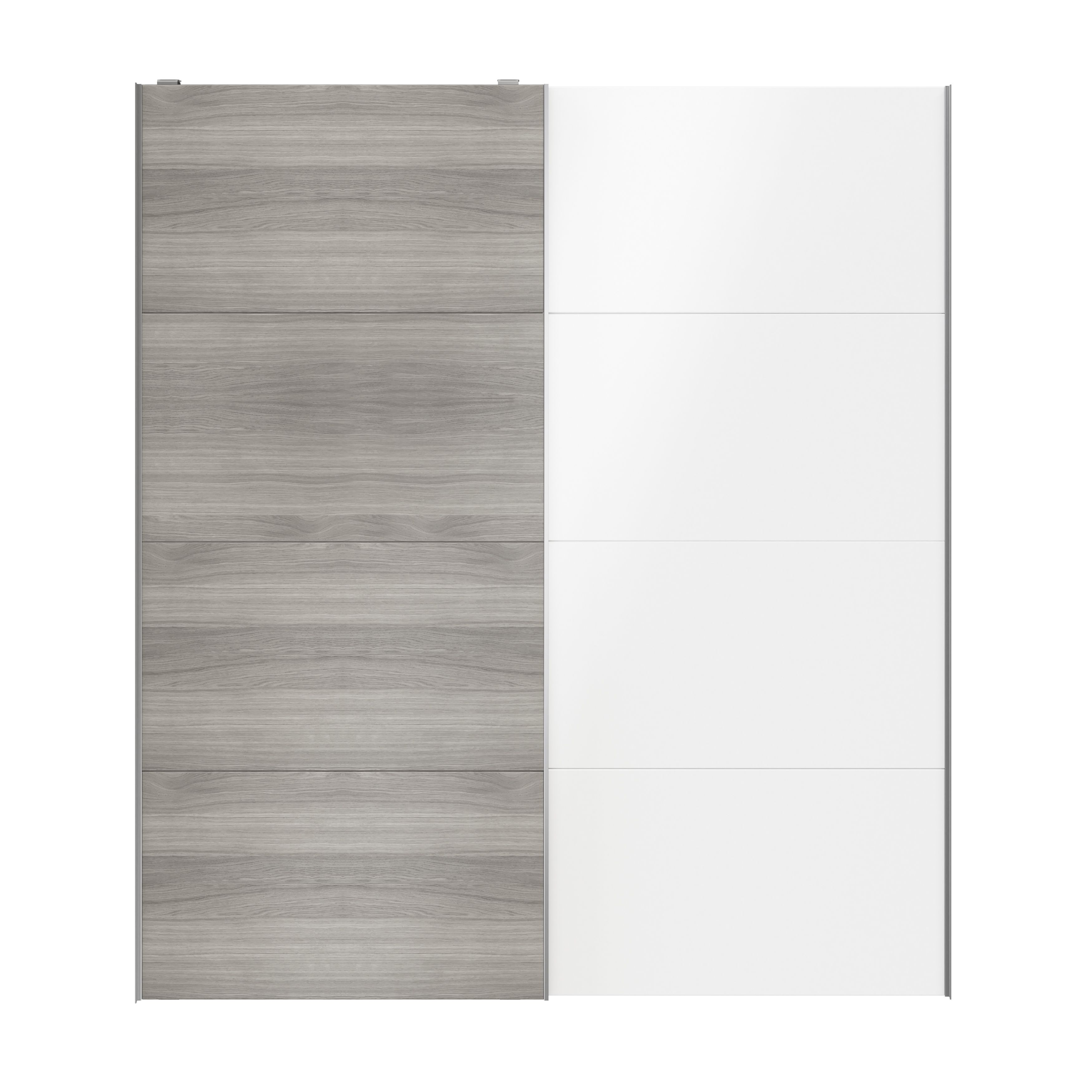 GoodHomeAtomia Panelled Grey & white oak effect High gloss 2 door Sliding Wardrobe Door kit (H)2250mm (W)2000mm