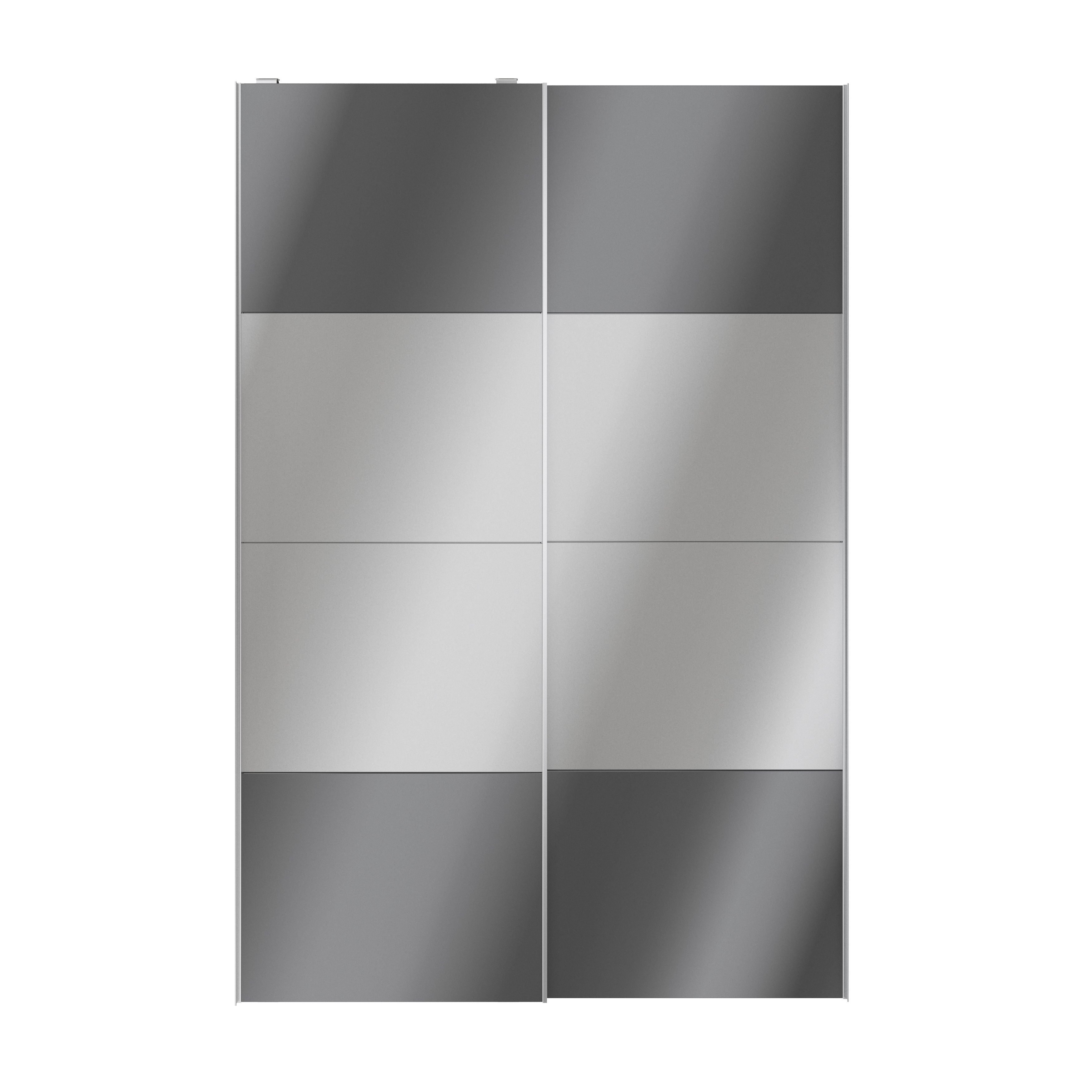 GoodHomeAtomia Panelled Mirrored Anthracite High gloss 2 door Sliding Wardrobe Door kit (H)2250mm (W)1500mm
