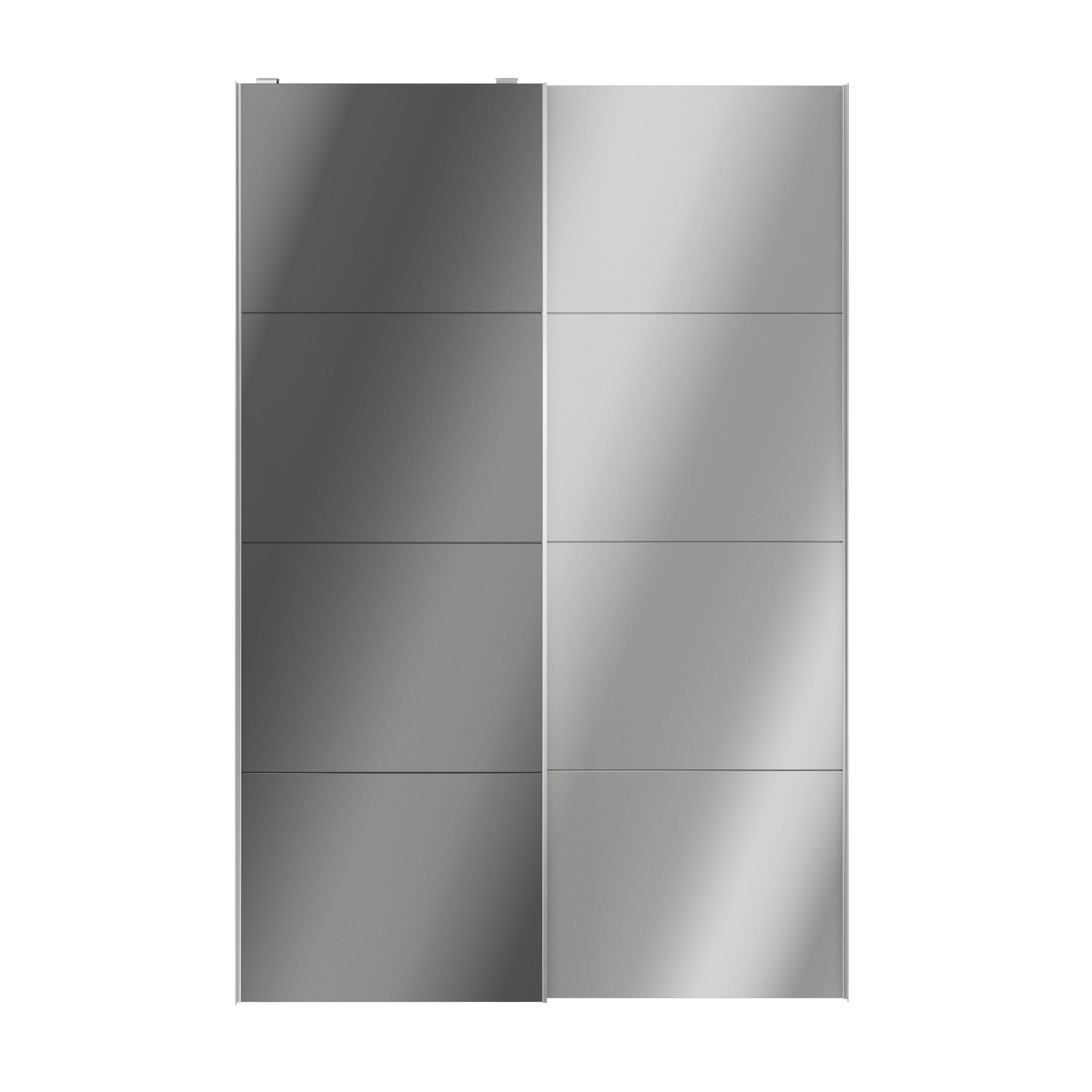 GoodHomeAtomia Panelled Mirrored Anthracite High gloss 2 door Sliding Wardrobe Door kit (H)2250mm (W)1500mm