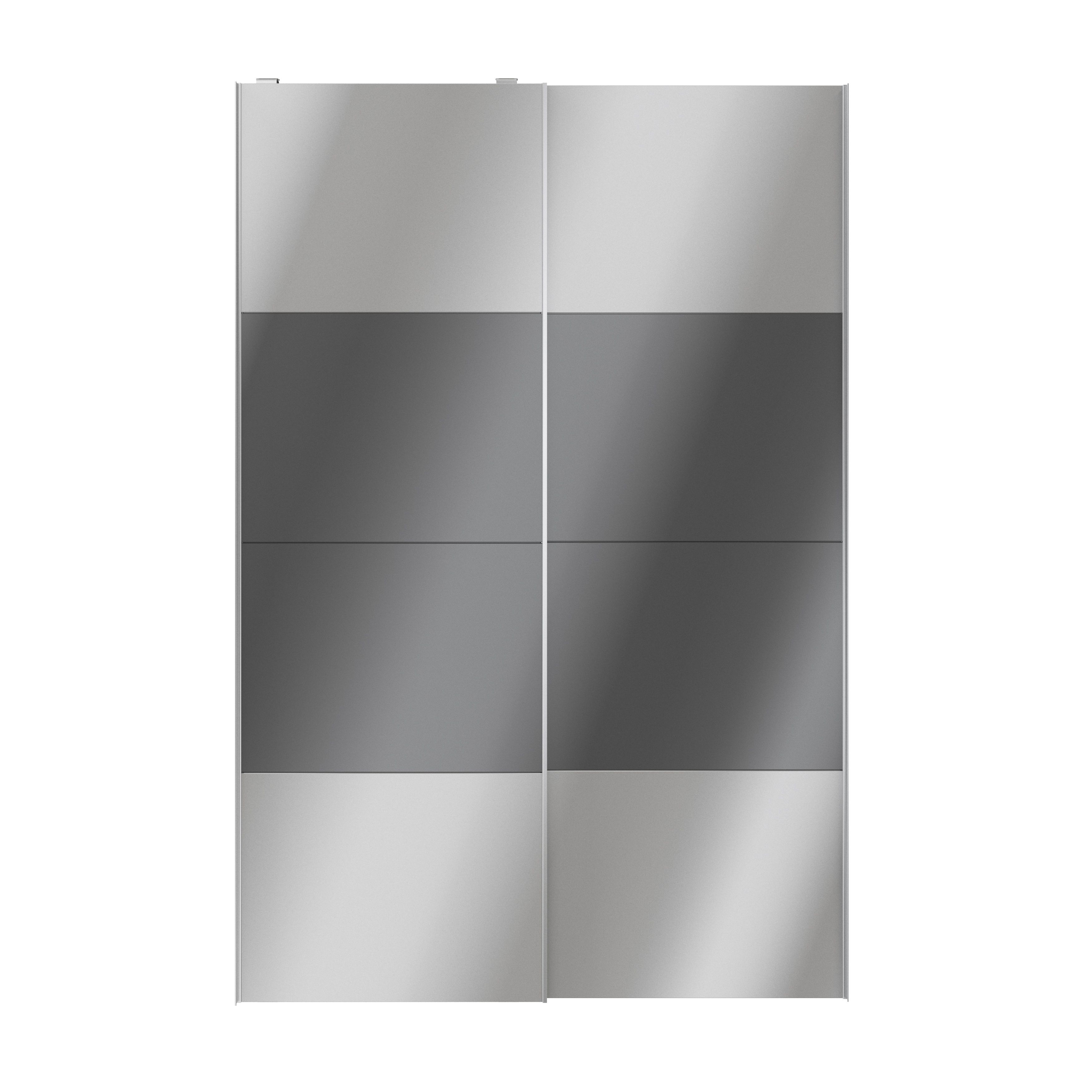 GoodHomeAtomia Panelled Mirrored Anthracite High gloss 2 door Sliding Wardrobe Door kit (H)2250mm (W)1500mm