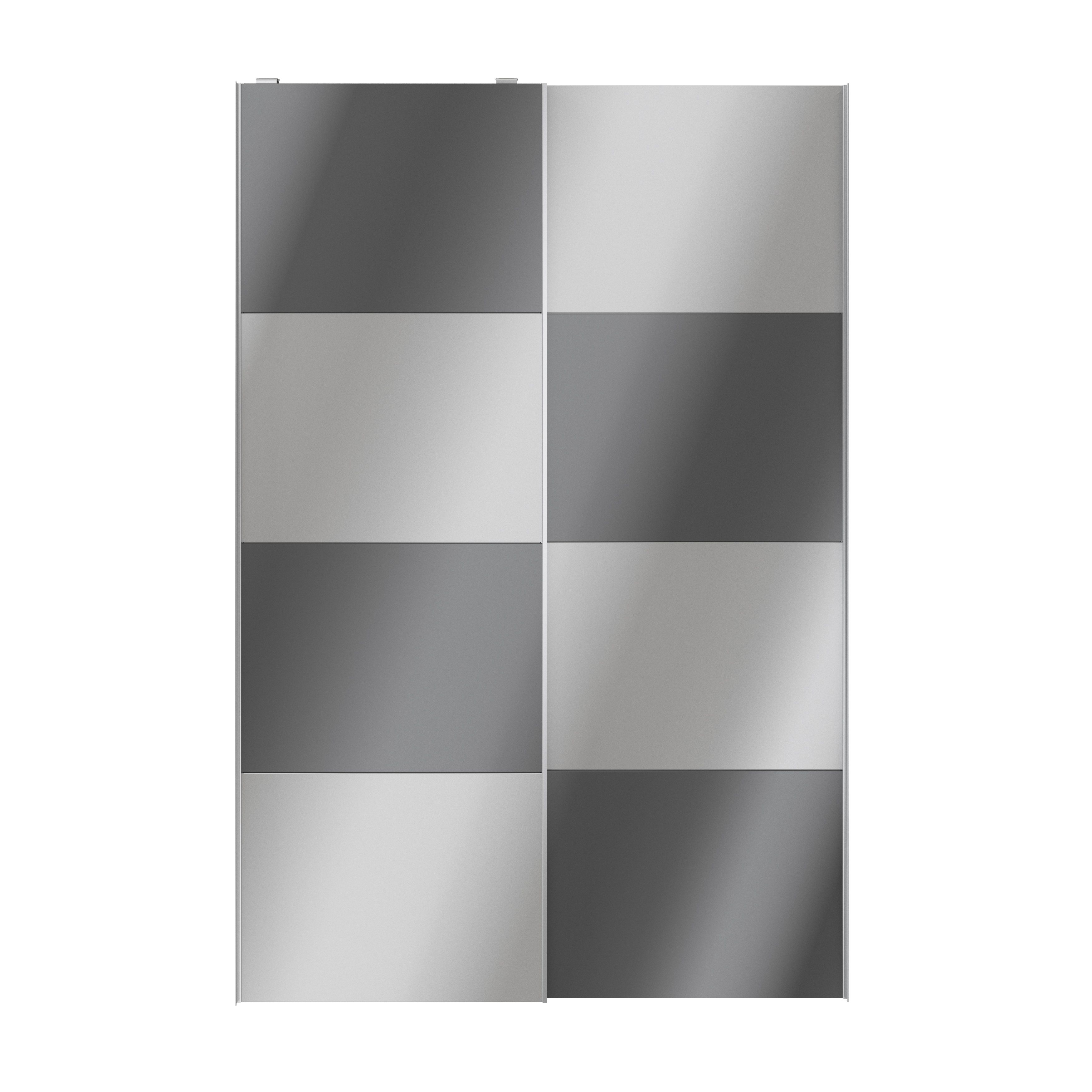 GoodHomeAtomia Panelled Mirrored Anthracite High gloss 2 door Sliding Wardrobe Door kit (H)2250mm (W)1500mm