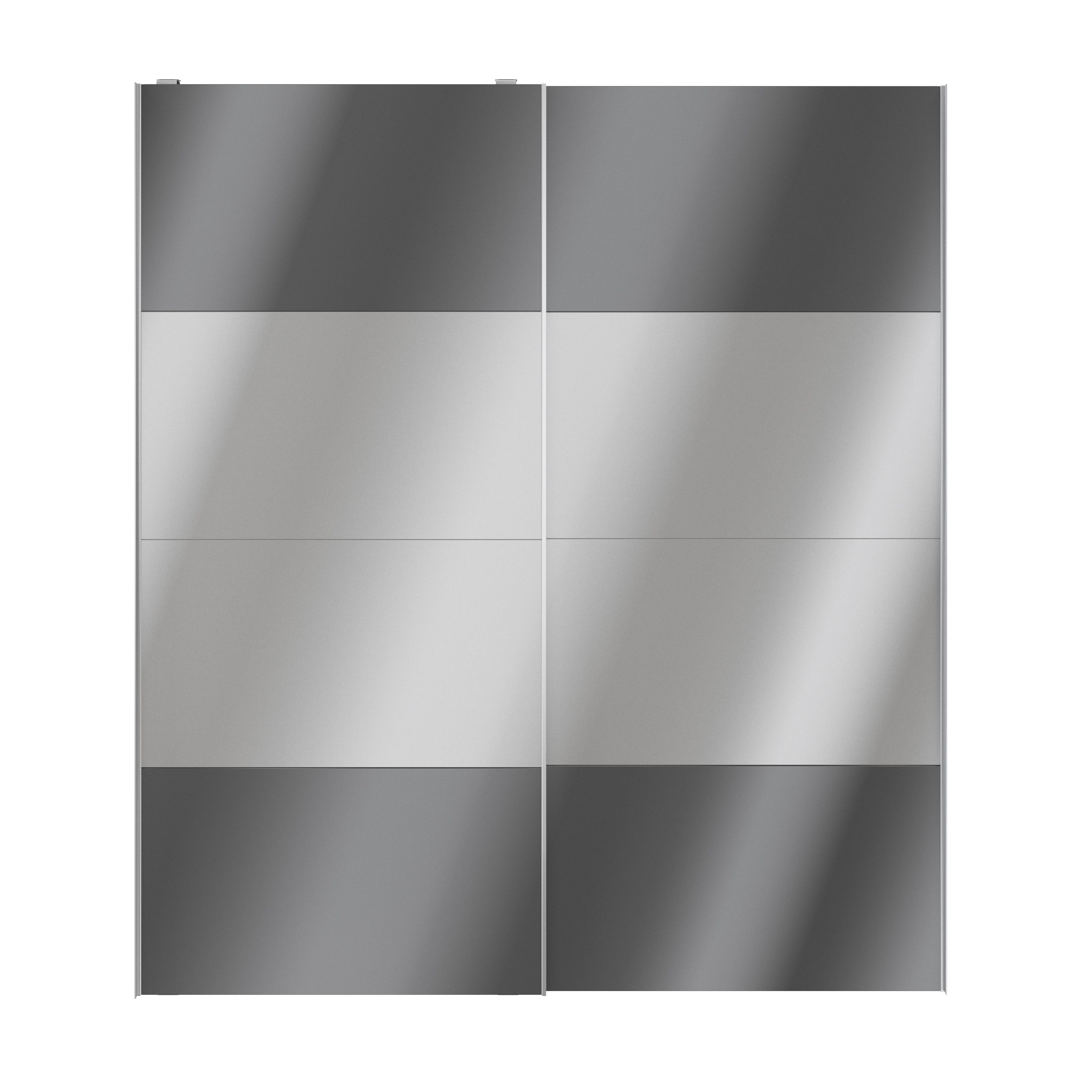 GoodHomeAtomia Panelled Mirrored Anthracite High gloss 2 door Sliding Wardrobe Door kit (H)2250mm (W)2000mm
