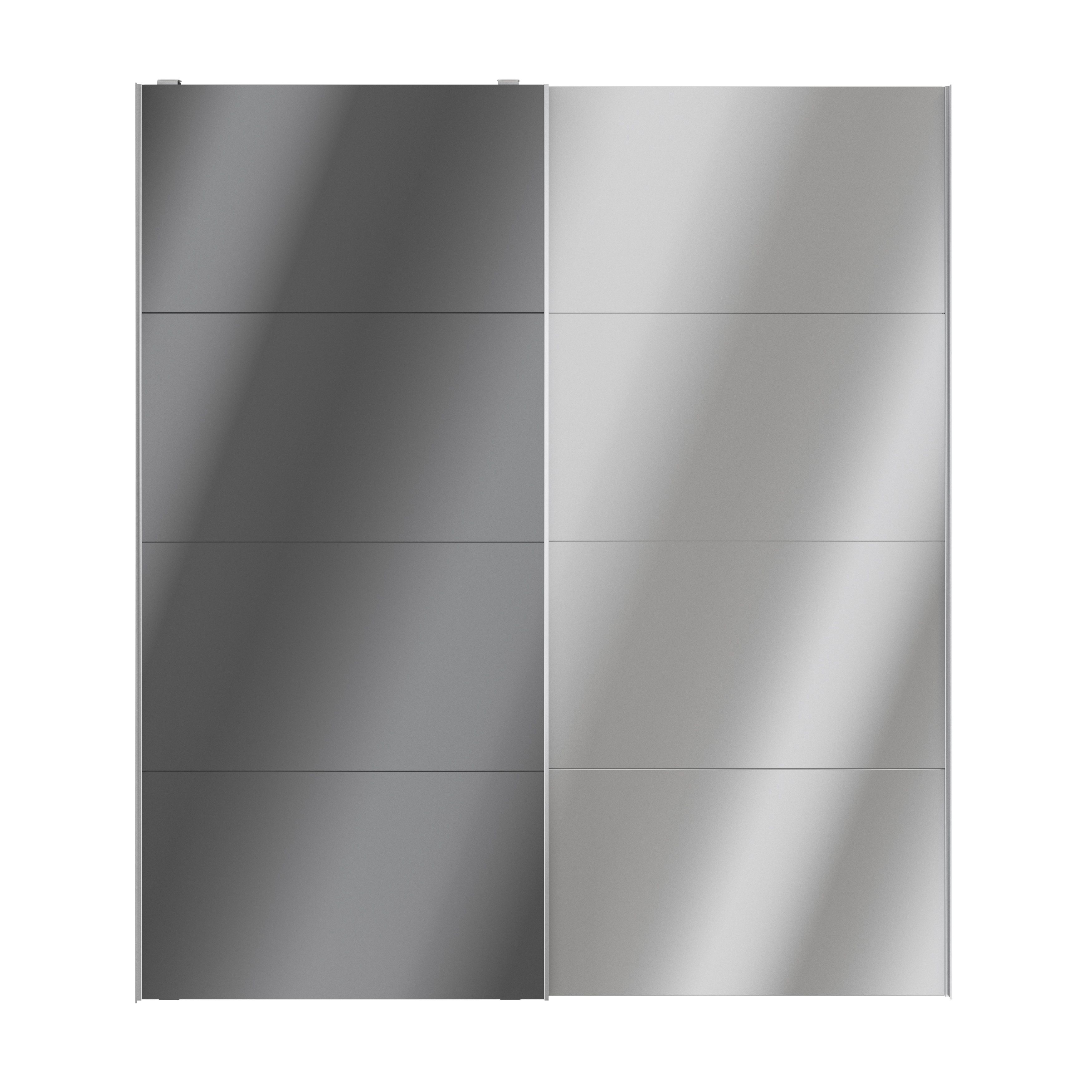 GoodHomeAtomia Panelled Mirrored Anthracite High gloss 2 door Sliding Wardrobe Door kit (H)2250mm (W)2000mm