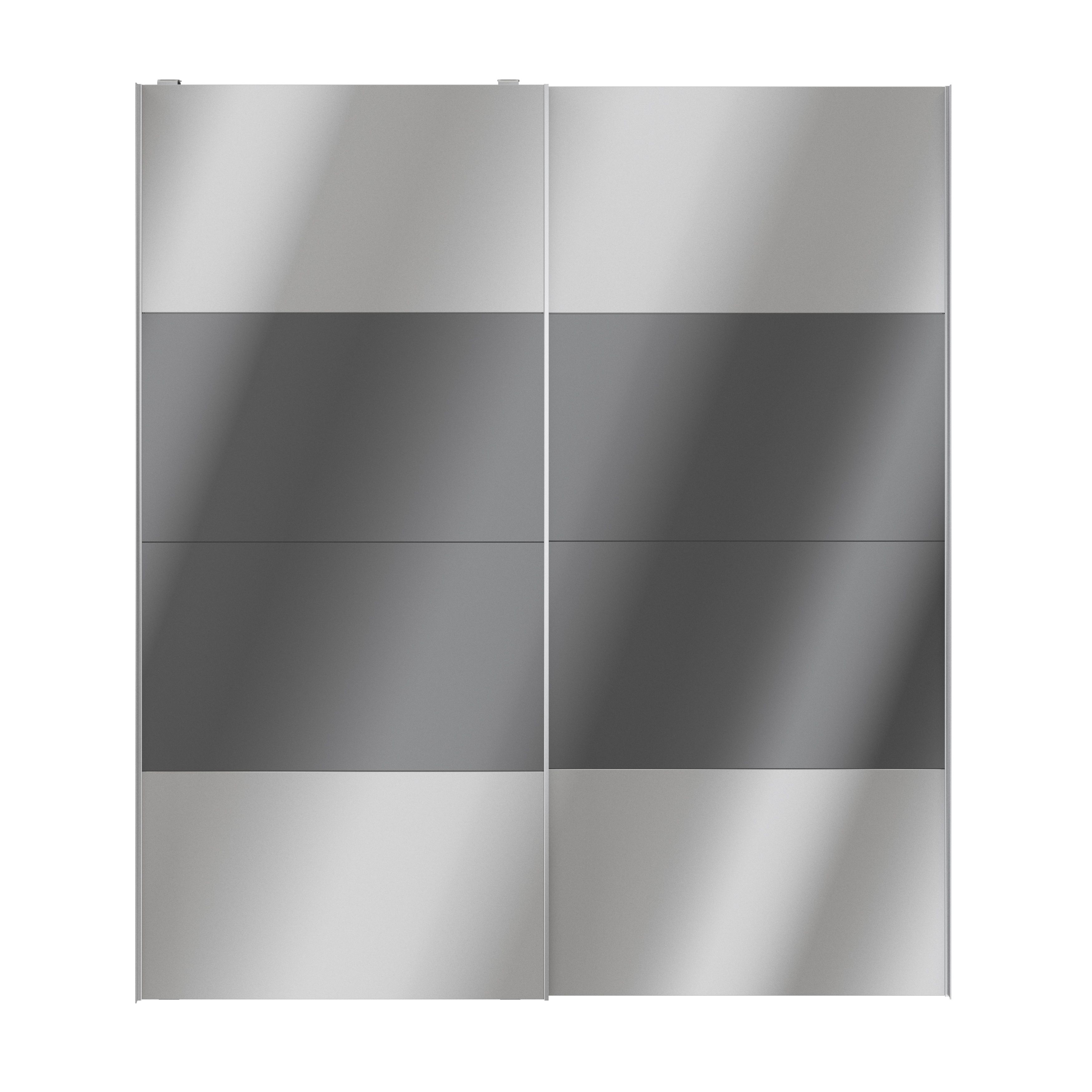 GoodHomeAtomia Panelled Mirrored Anthracite High gloss 2 door Sliding Wardrobe Door kit (H)2250mm (W)2000mm
