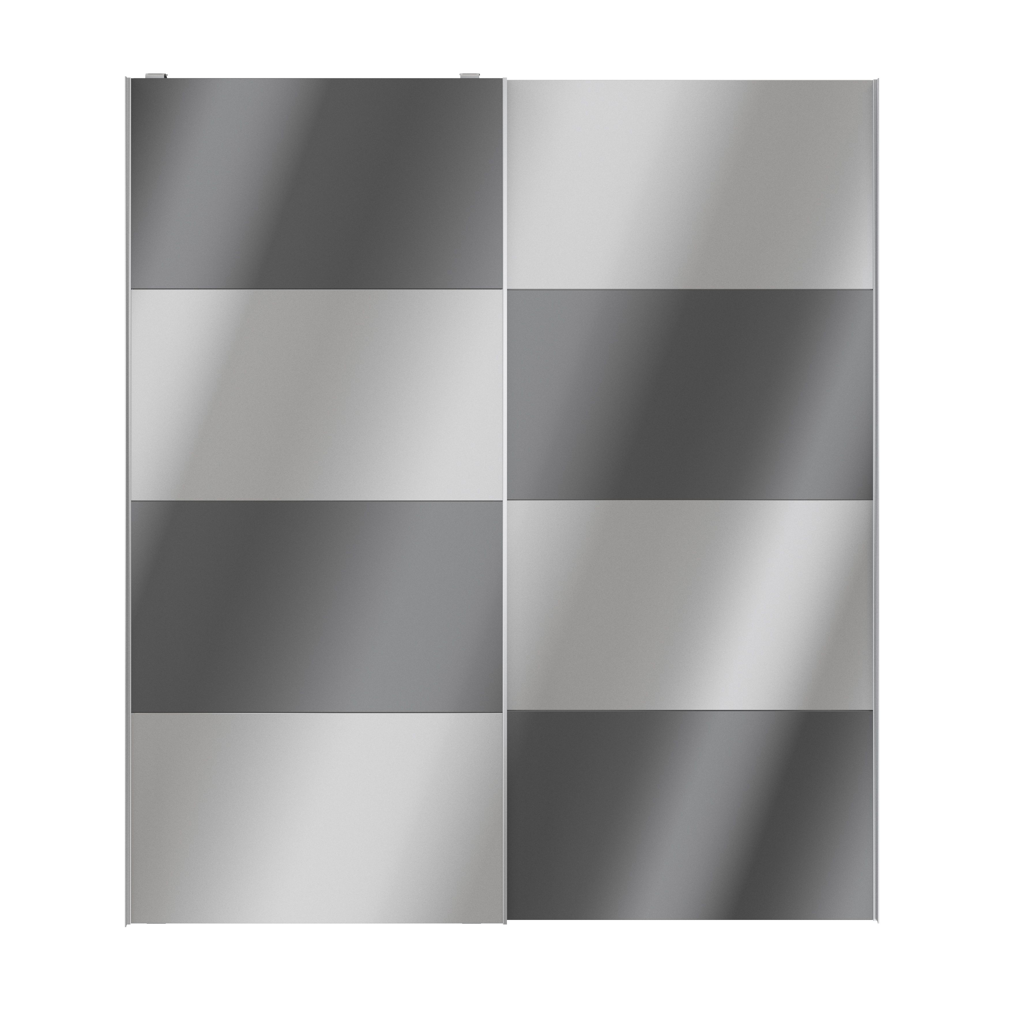 GoodHomeAtomia Panelled Mirrored Anthracite High gloss 2 door Sliding Wardrobe Door kit (H)2250mm (W)2000mm