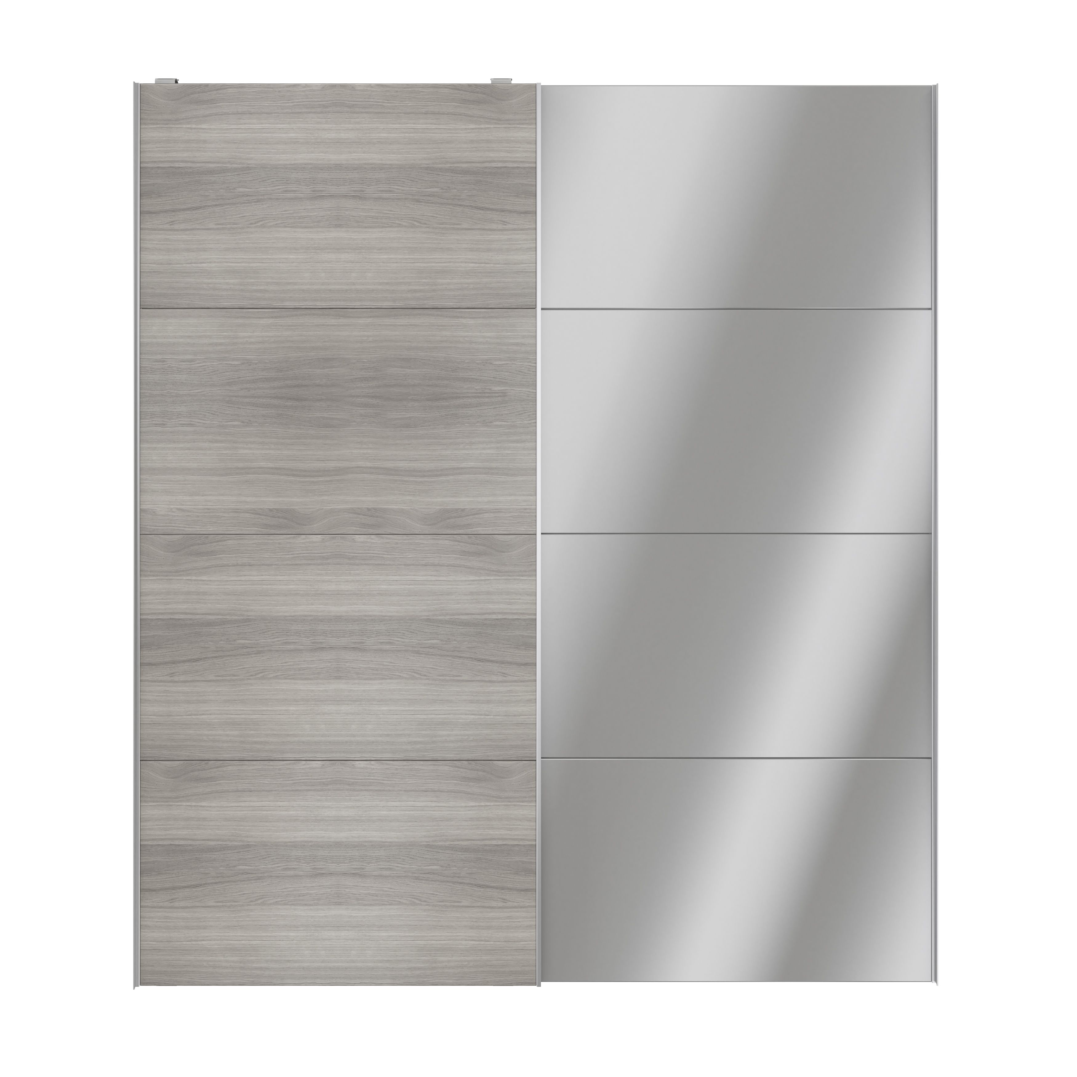 GoodHomeAtomia Panelled Mirrored Grey oak effect 2 door Sliding Wardrobe Door kit (H)2250mm (W)2000mm
