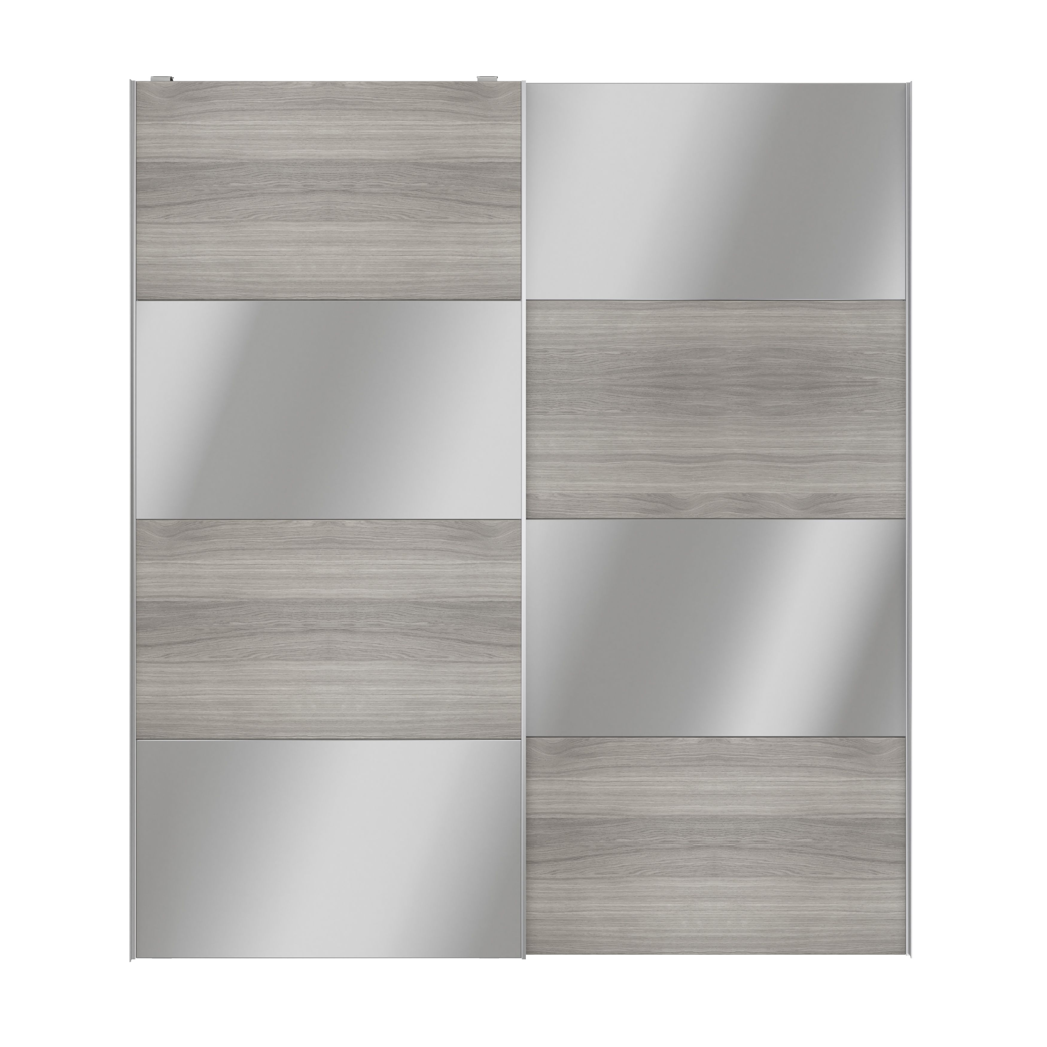 GoodHomeAtomia Panelled Mirrored Grey oak effect 2 door Sliding Wardrobe Door kit (H)2250mm (W)2000mm