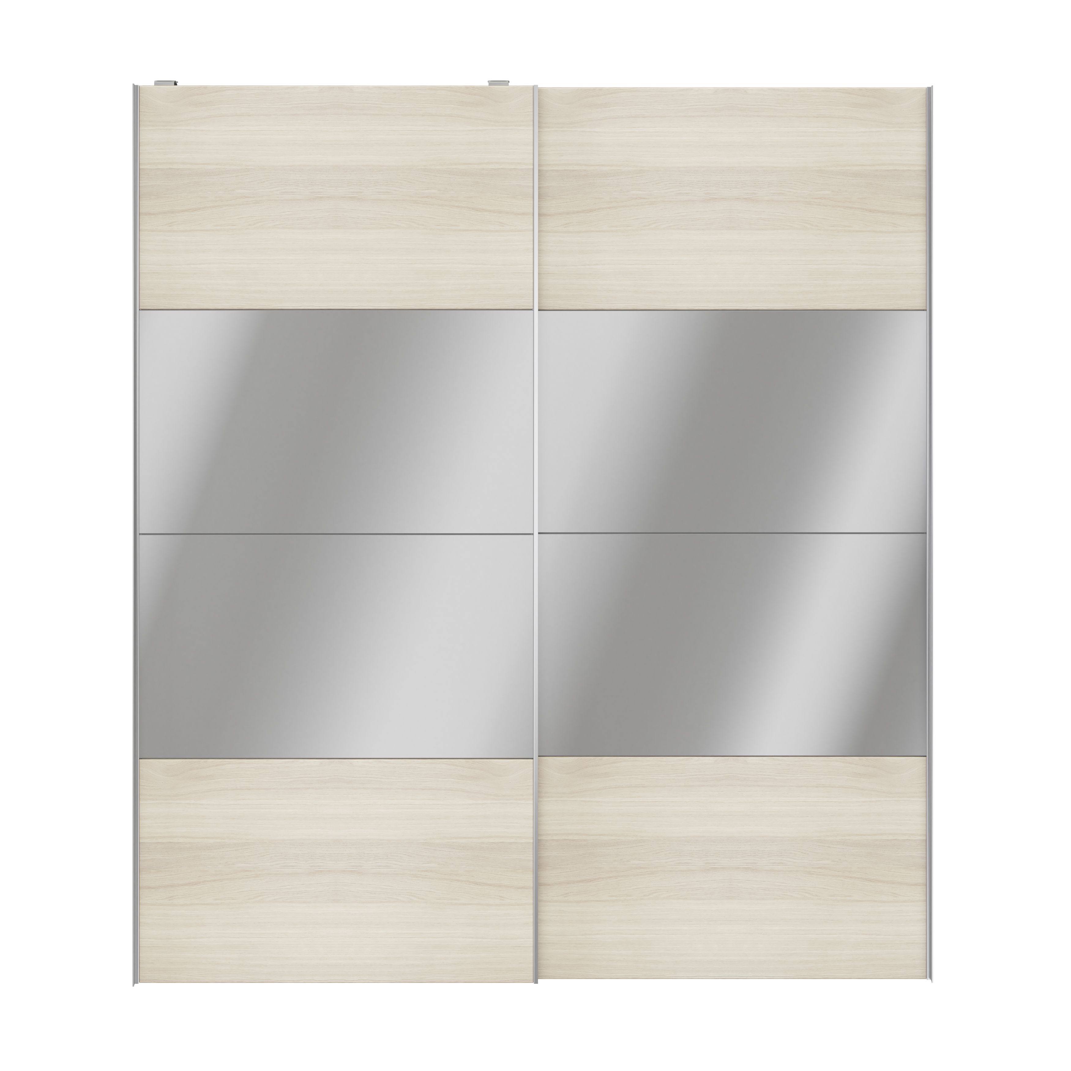 GoodHomeAtomia Panelled Mirrored Oak effect 2 door Sliding Wardrobe Door kit (H)2250mm (W)2000mm