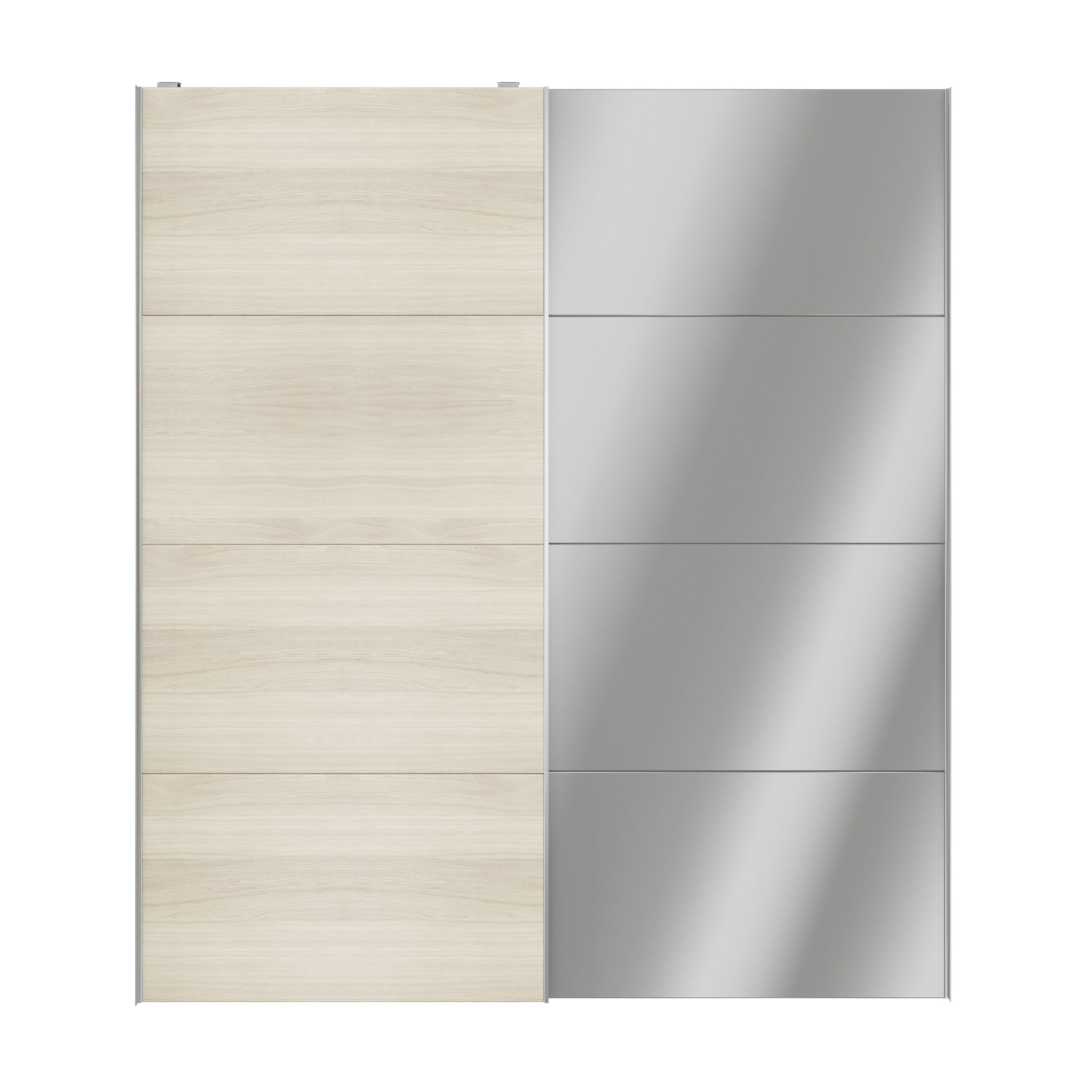 GoodHomeAtomia Panelled Mirrored Oak effect 2 door Sliding Wardrobe Door kit (H)2250mm (W)2000mm
