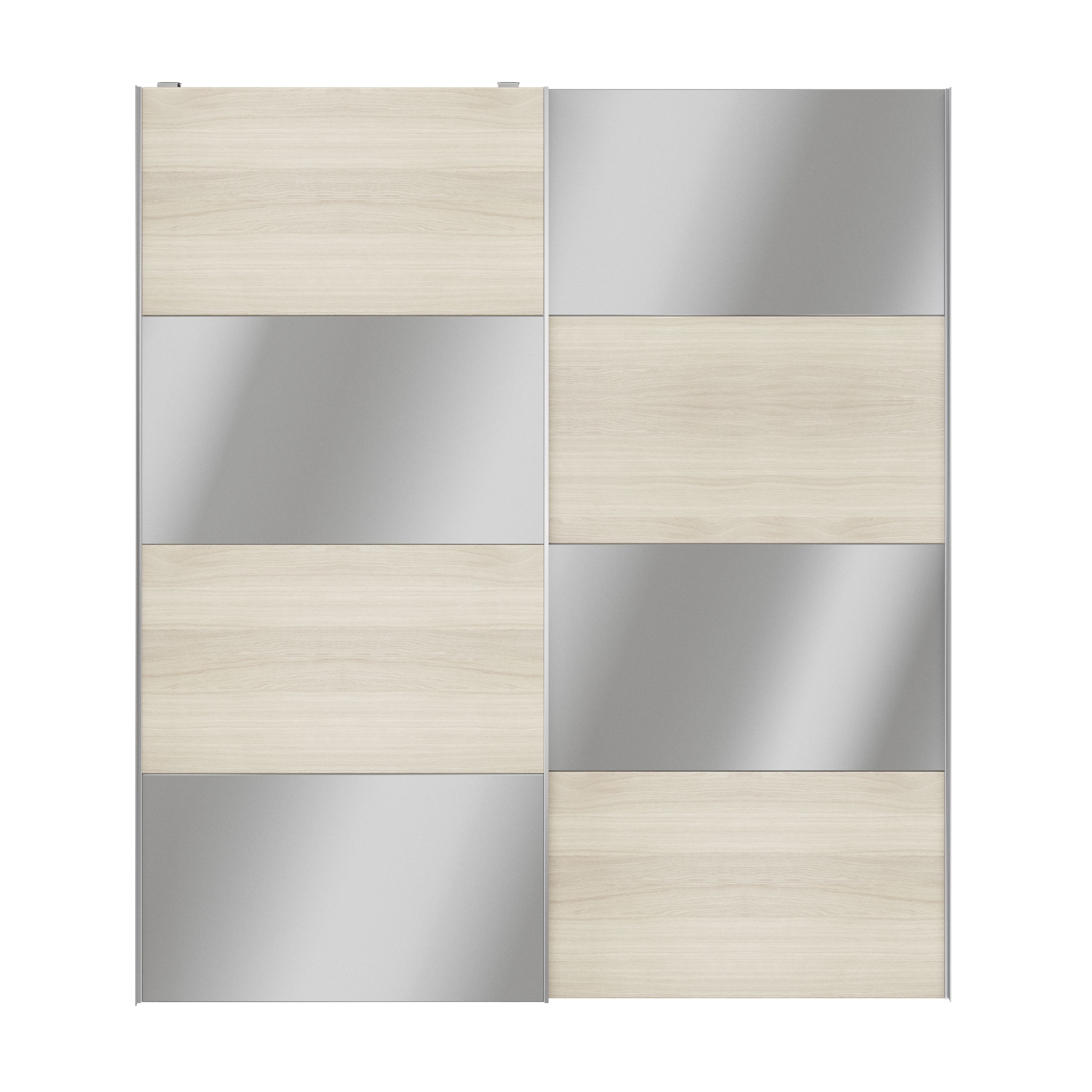 GoodHomeAtomia Panelled Mirrored Oak effect 2 door Sliding Wardrobe Door kit (H)2250mm (W)2000mm