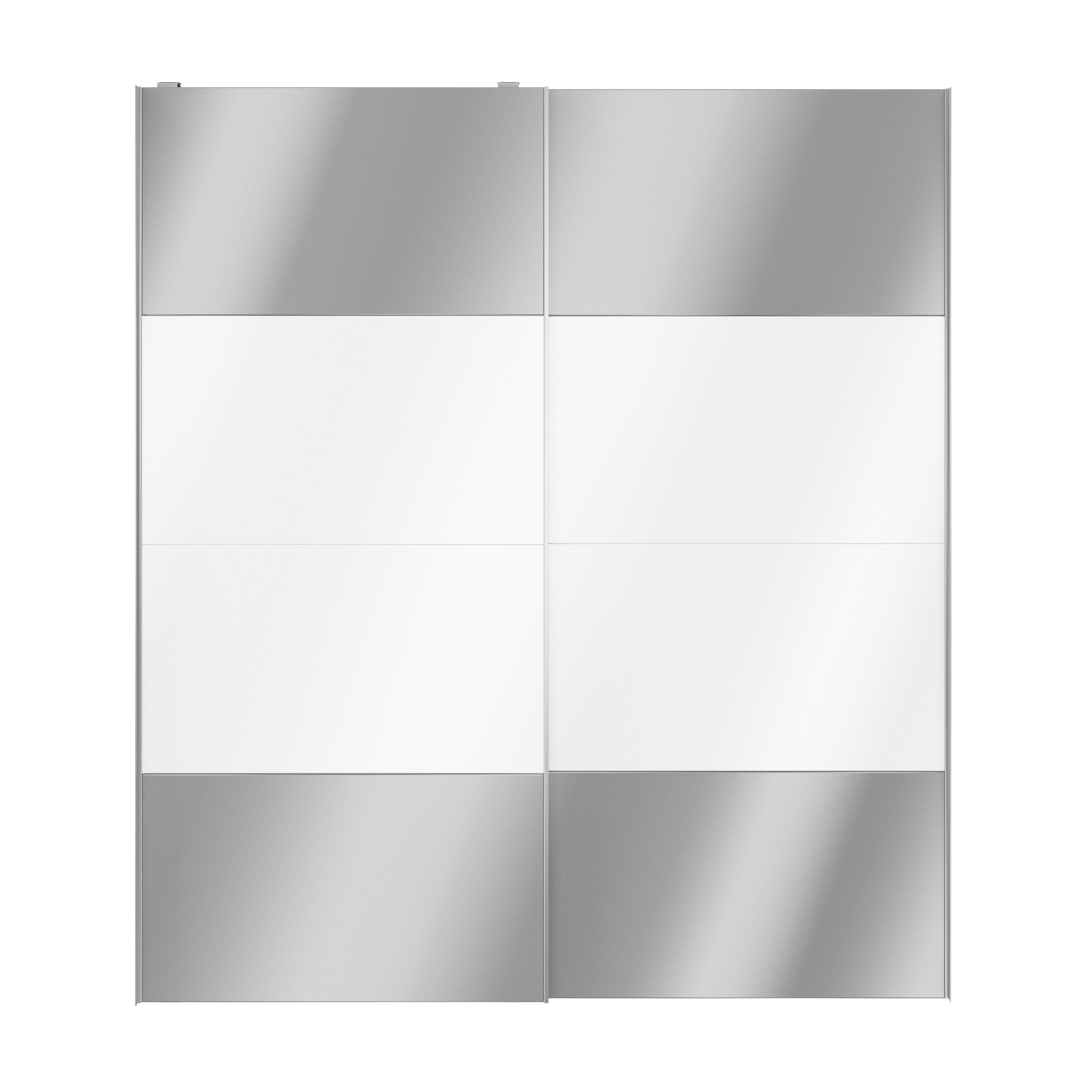 GoodHomeAtomia Panelled Mirrored White High gloss 2 door Sliding Wardrobe Door kit (H)2250mm (W)2000mm