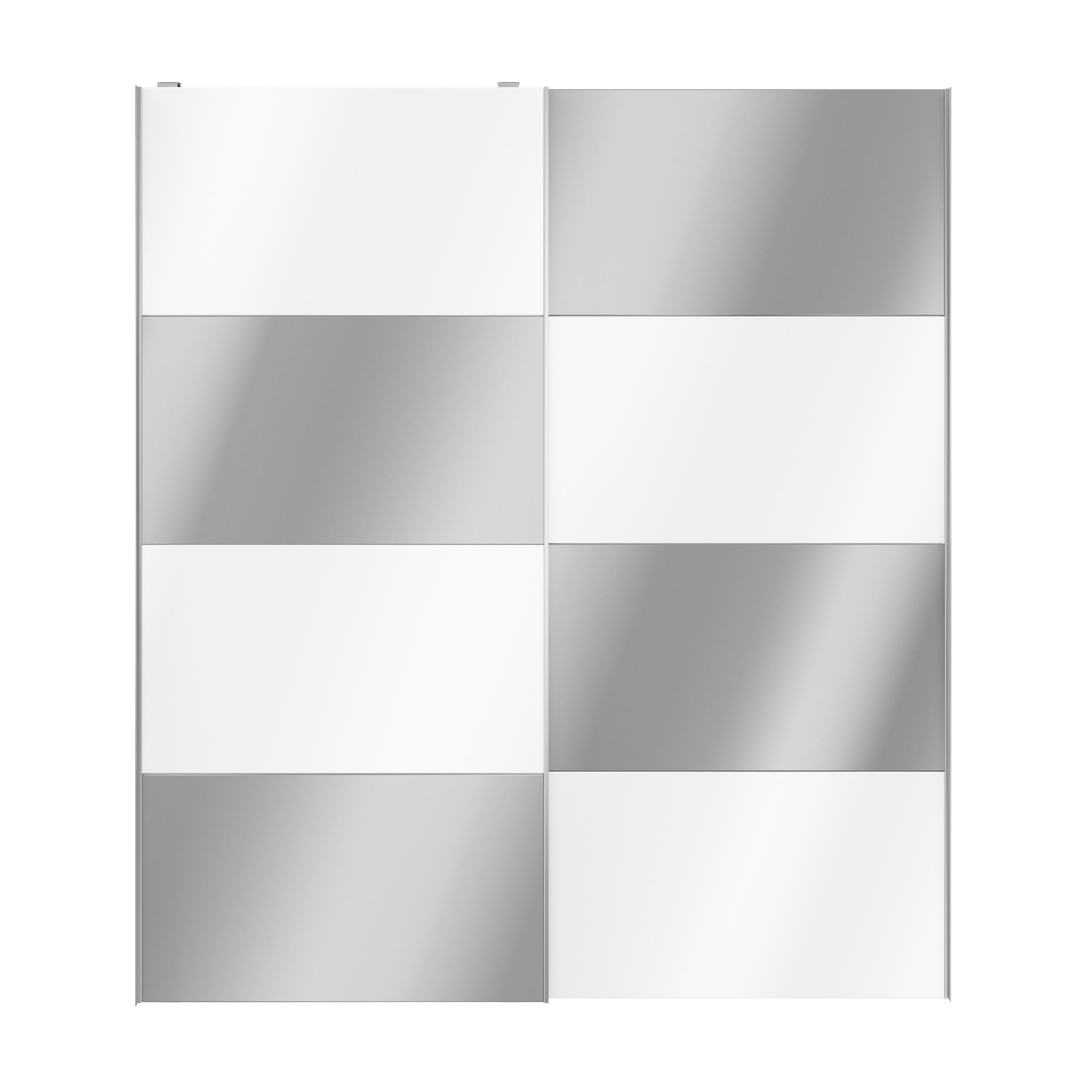 GoodHomeAtomia Panelled Mirrored White High gloss 2 door Sliding Wardrobe Door kit (H)2250mm (W)2000mm