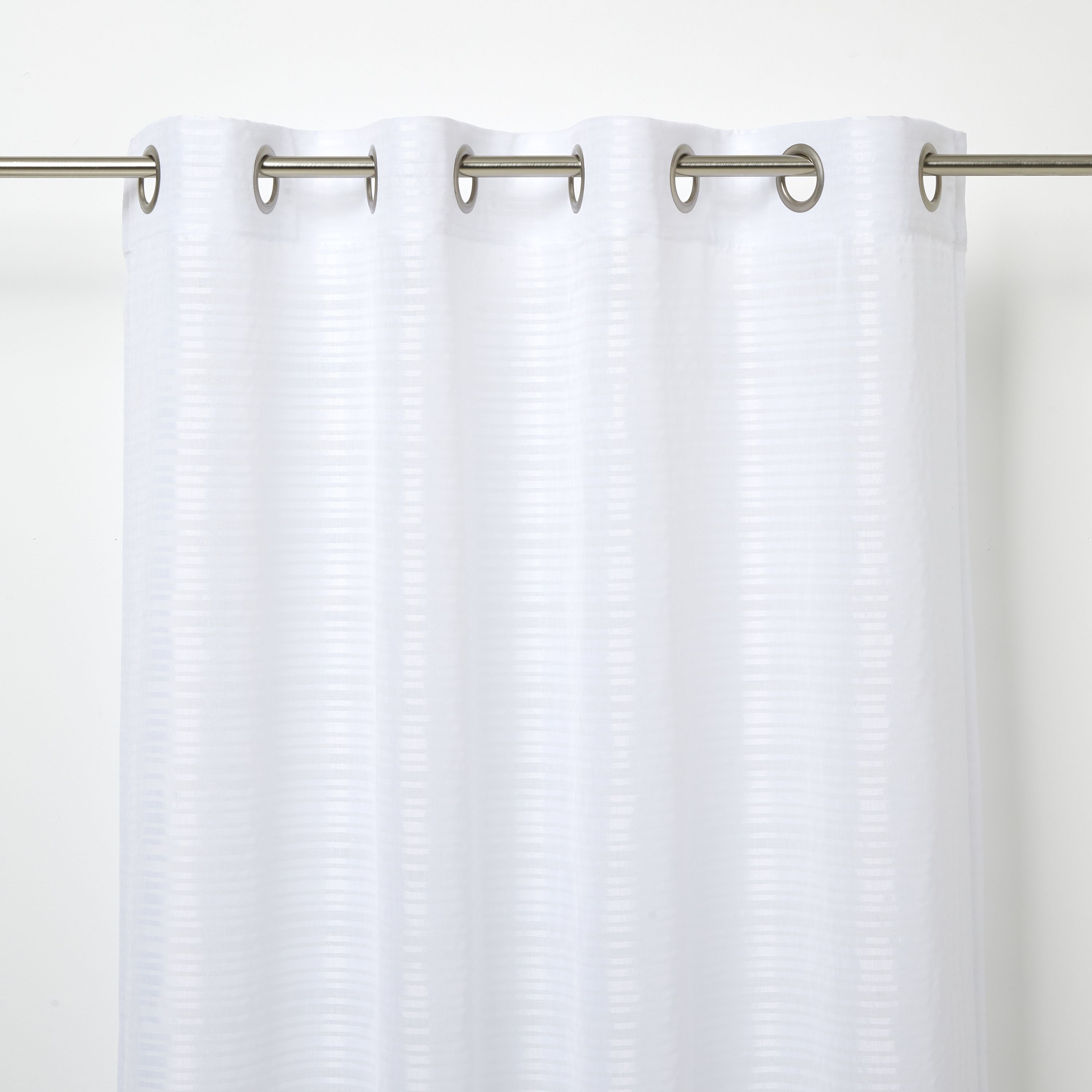 Gorham White Horizontal stripe Unlined Eyelet Voile curtain (W)140cm (L)260cm, Single