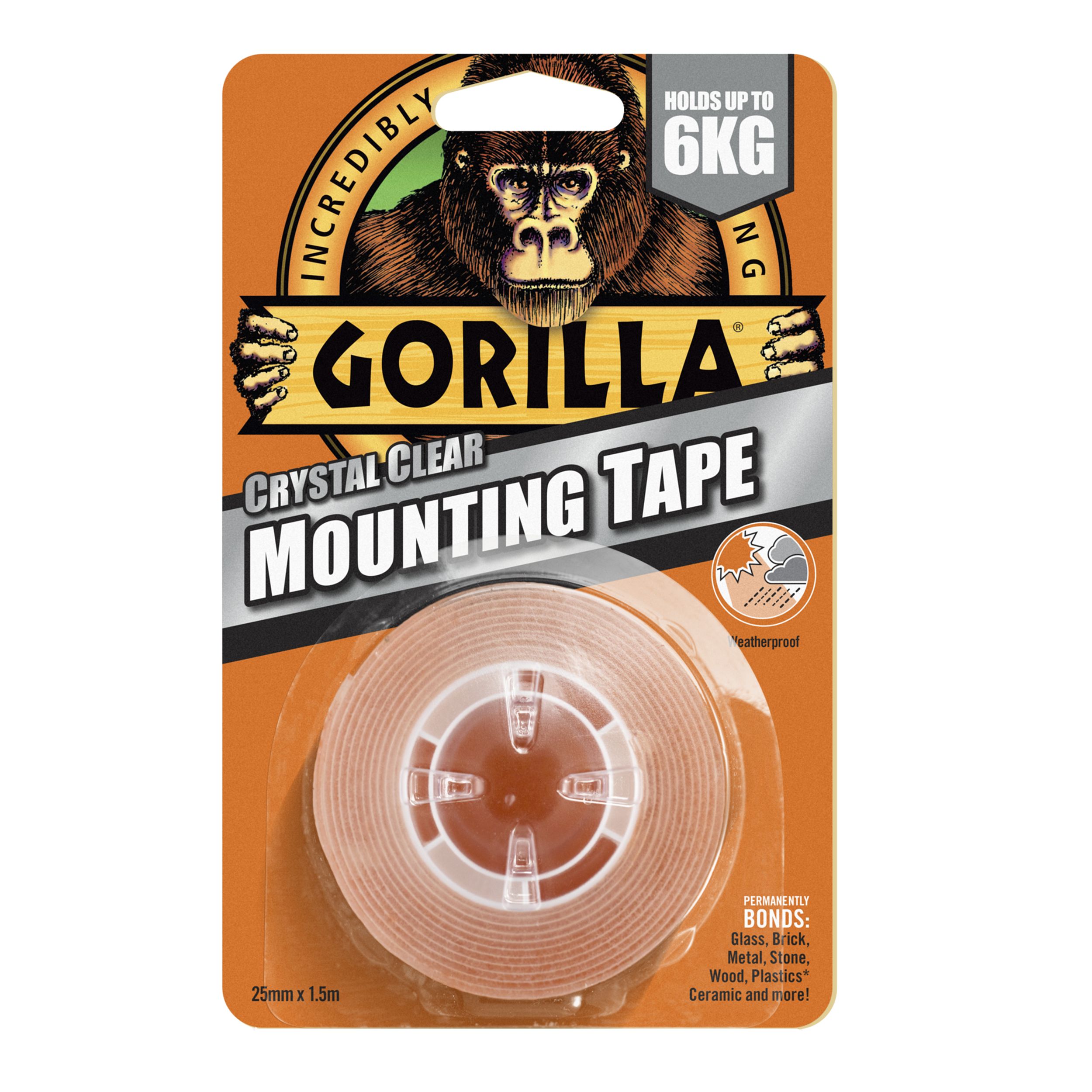 Gorilla Transparent Mounting Tape (L)1.5m (W)25.4mm