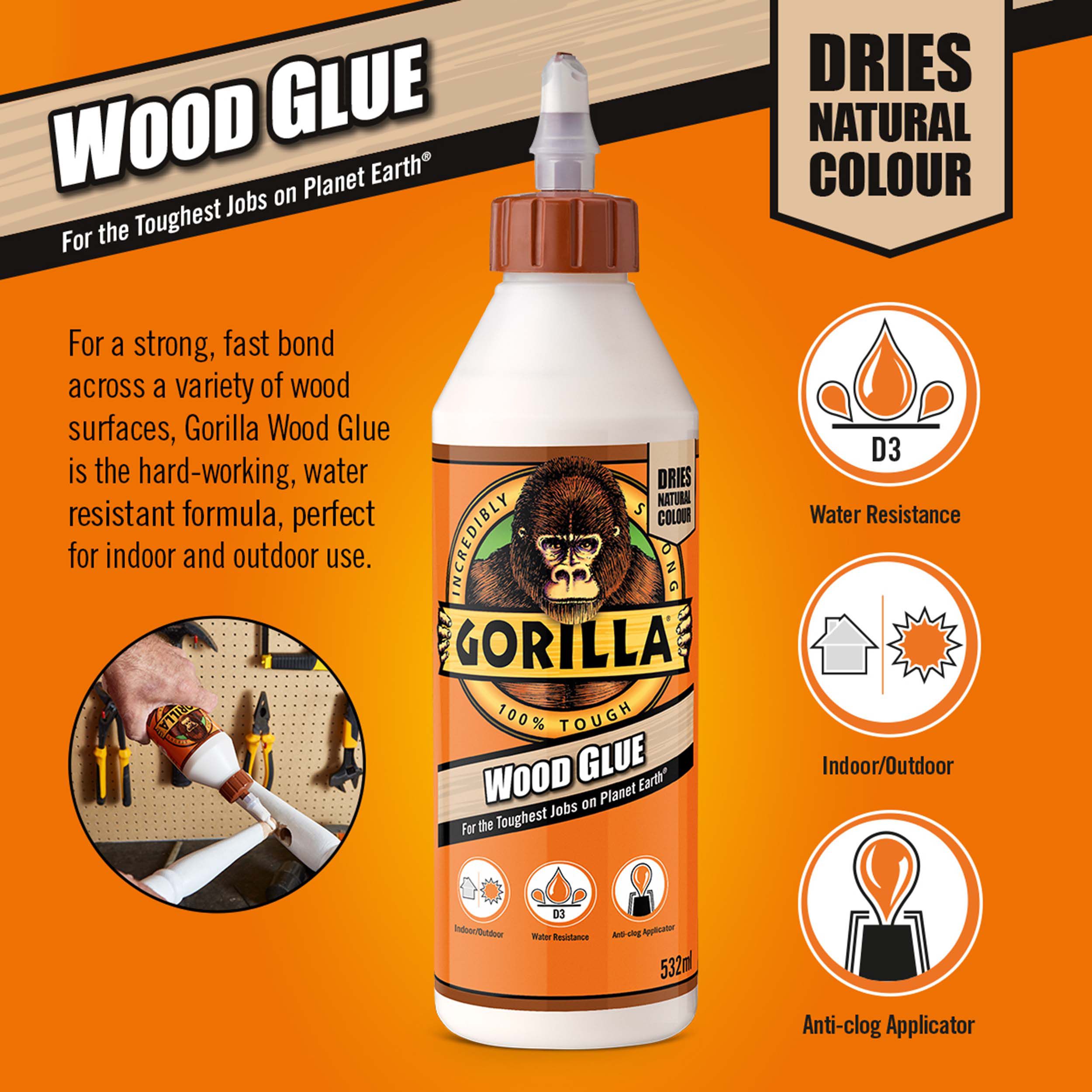 Gorilla Wood glue, 532ml