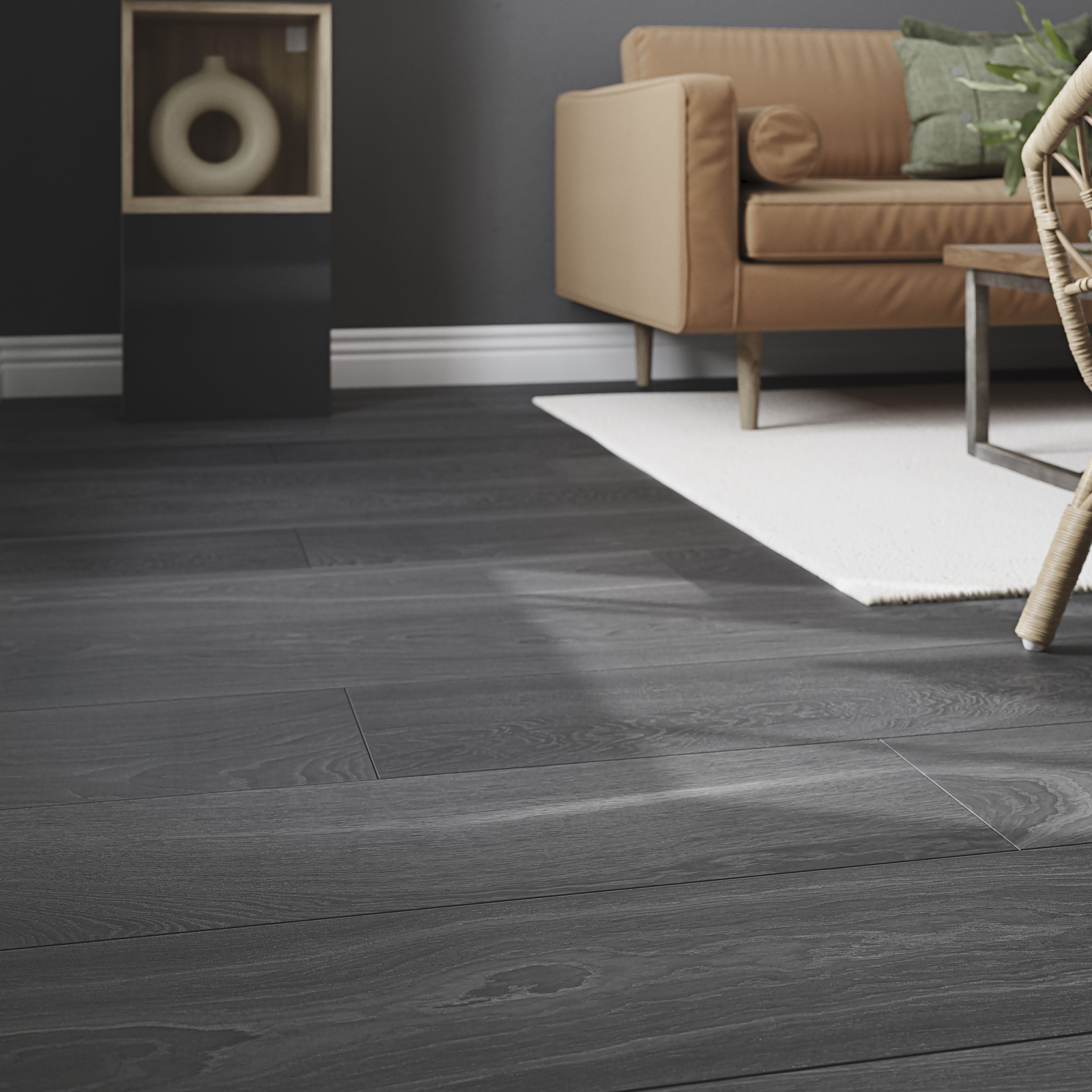 Gospel Dark Grey Wood effect Planks Sample of 1 - 4
