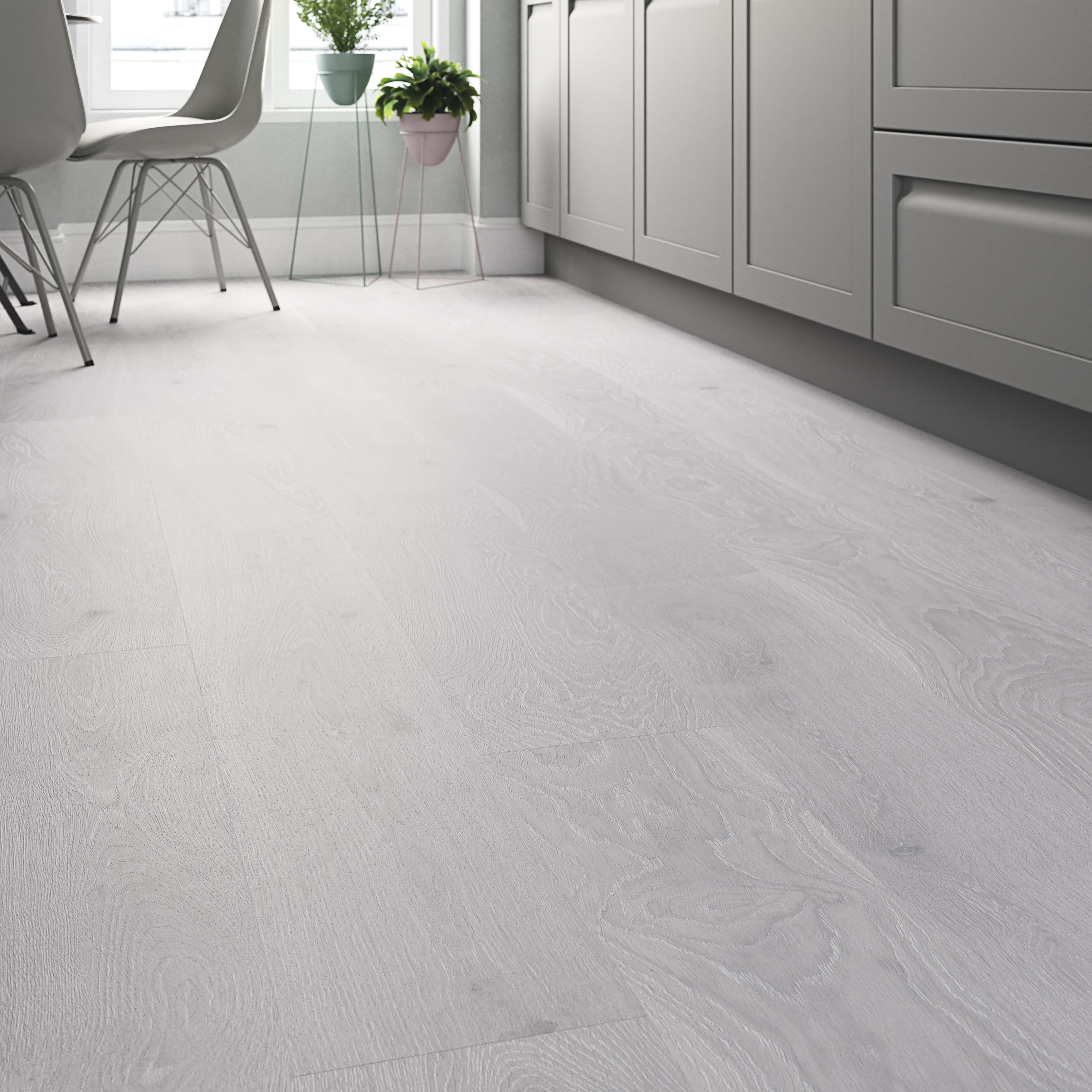 Gospel White Polyvinyl chloride (PVC) Wood effect Click vinyl Flooring Sample - 4