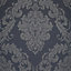 Gothica Navy Metallic effect Textured Wallpaper