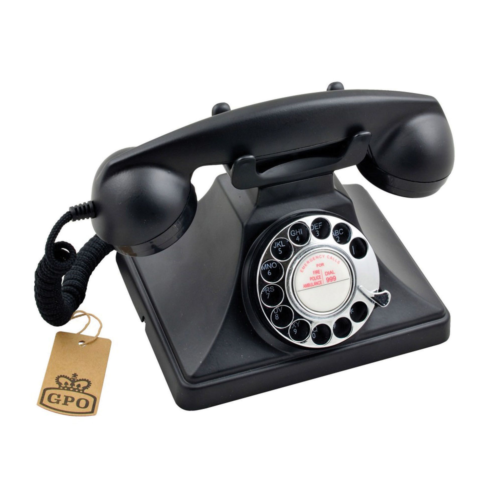 GPO Classic Black Corded Rotary telephone DIY at B&Q