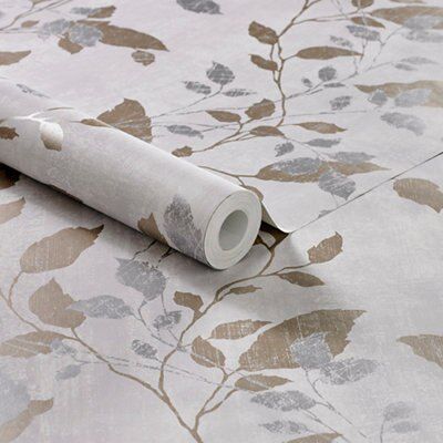 Graham & Brown Boutique Grey Floral Metallic effect Smooth Wallpaper ...