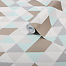 Graham & Brown Superfresco Easy Egyptian geometric Silver effect Wallpaper