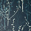 Graham & Brown Superfresco Easy Navy Silhouette twig Textured Wallpaper
