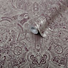 Graham & Brown Superfresco Easy Purple Damask Metallic effect Textured Wallpaper