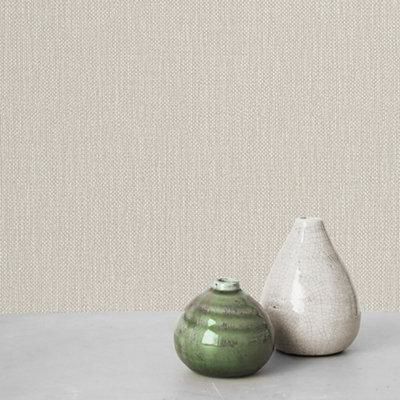 Grandeco Beige Meaux Fabric effect Embossed Wallpaper