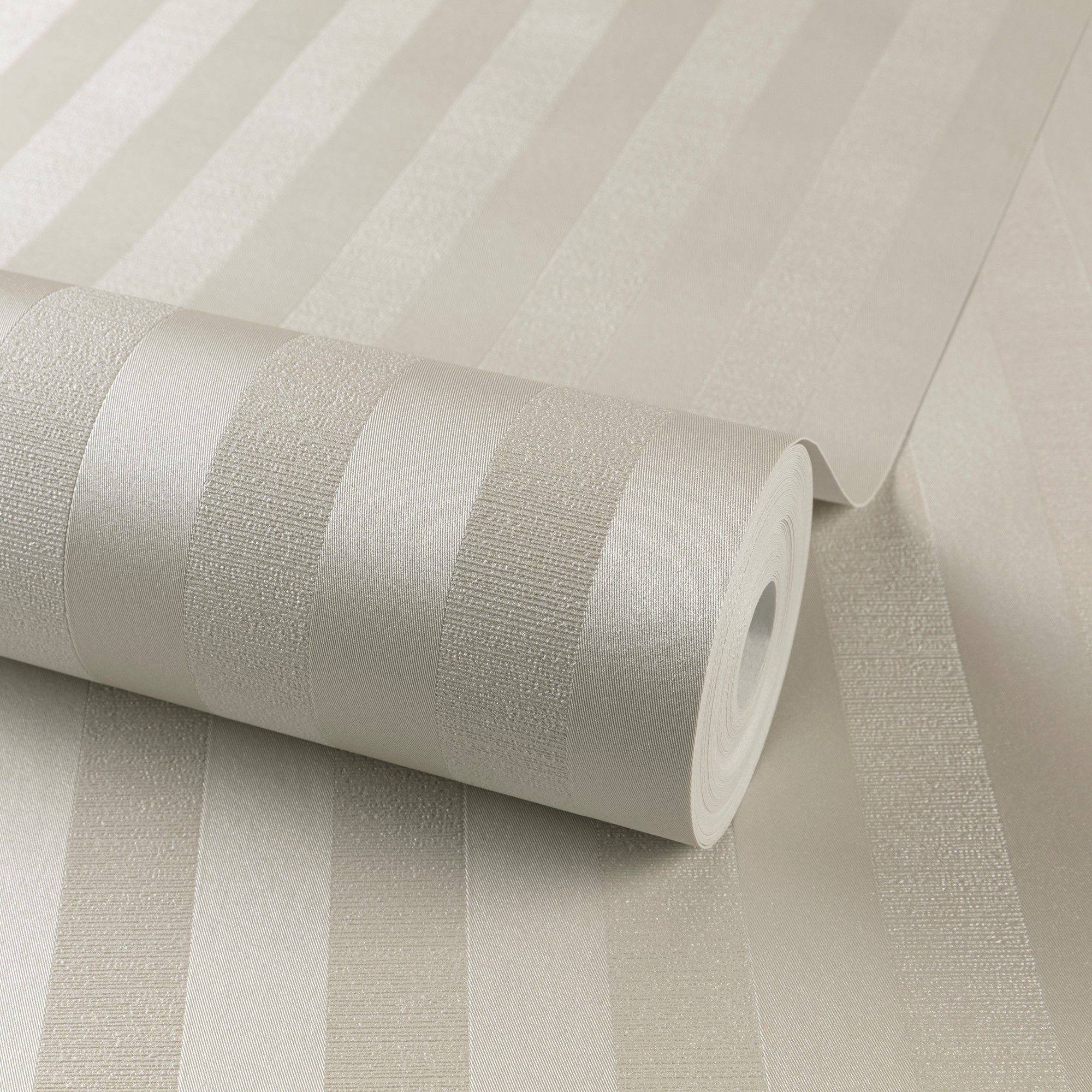 Grandeco Beige Pearl effect Striped Embossed Wallpaper