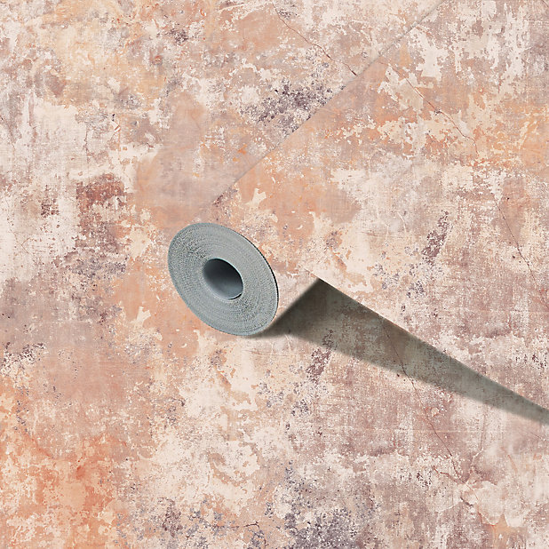 Grandeco Blush Concrete Plaster effect Embossed Wallpaper | DIY at B&Q