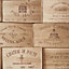 Grandeco Brown Wooden wine boxes Embossed Wallpaper