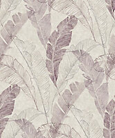 Grandeco Capri Burgundy & taupe Leaf Embossed Wallpaper