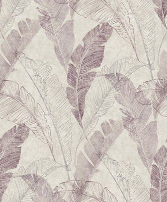 Grandeco Capri Burgundy & taupe Leaf Embossed Wallpaper | DIY at B&Q