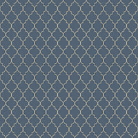 Grandeco Deco trellis Navy Geometric Metallic effect Embossed Wallpaper Sample