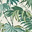 Grandeco Green Palm Leaves Embossed Wallpaper Sample