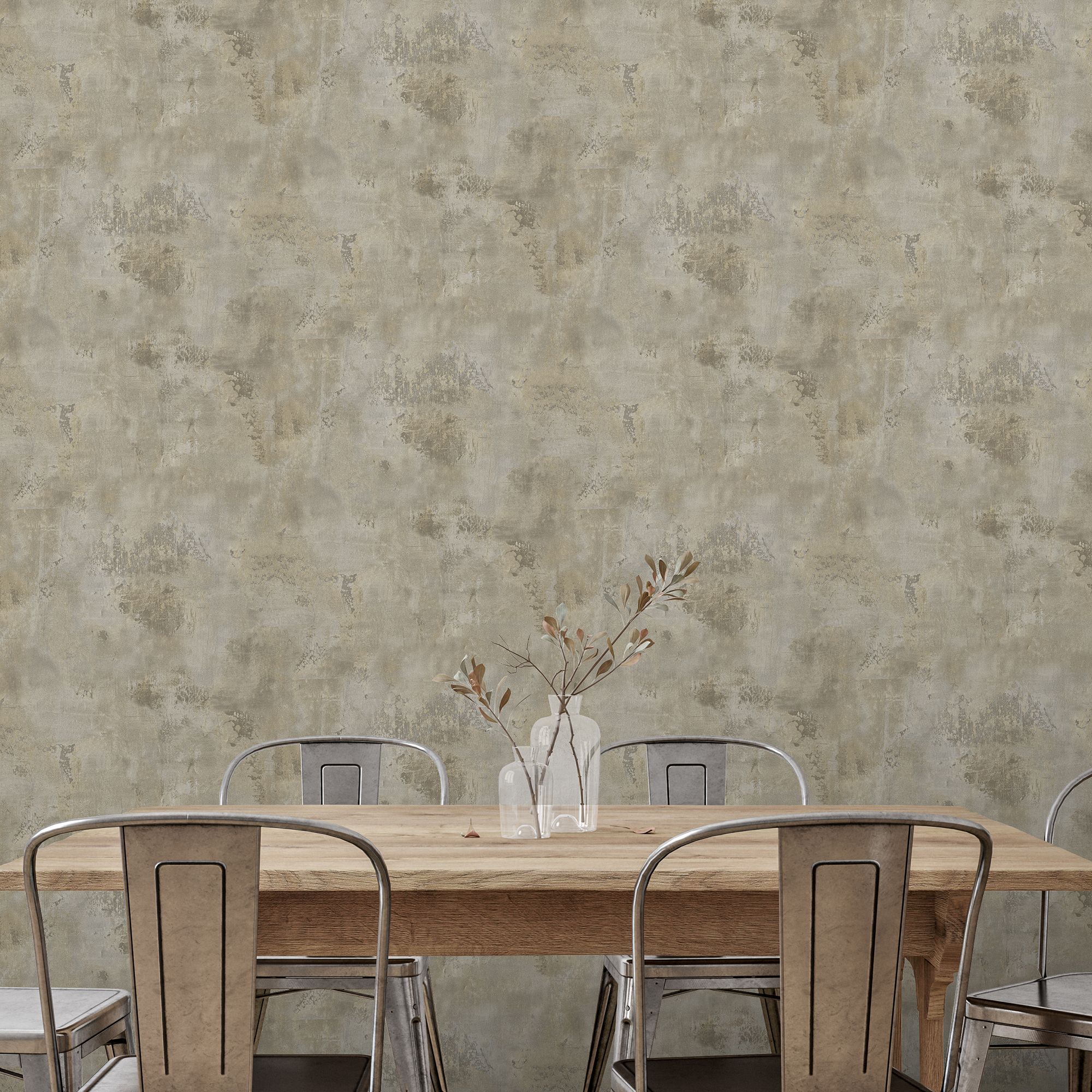 Grandeco Greige Distressed metallic effect Modern Embossed Wallpaper