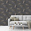 Grandeco Grey Leopard Woven effect Embossed Wallpaper