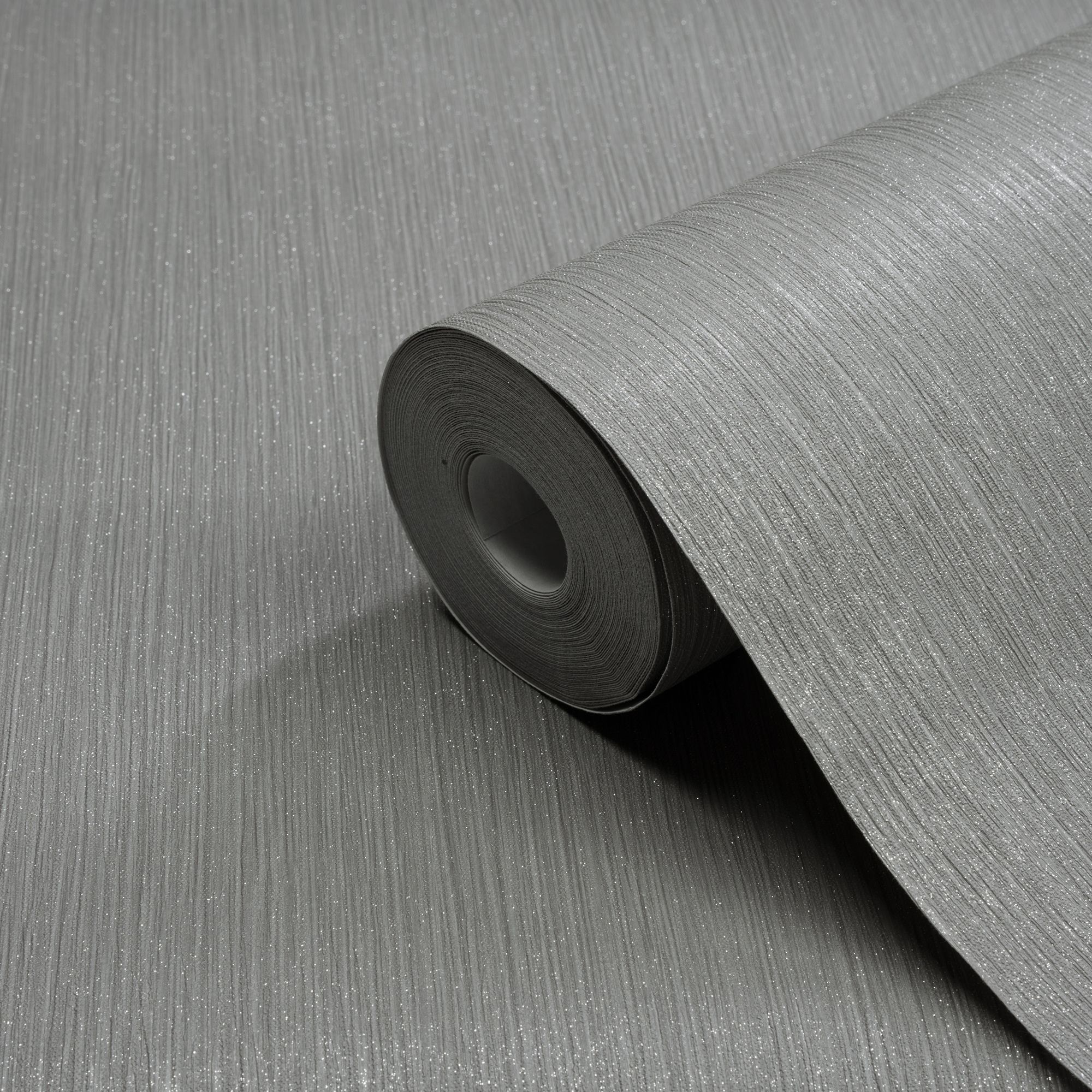 Grandeco Lustre Dark Grey Silver glitter effect Textured Wallpaper