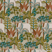 Grandeco Multicolour Elephant Forest Embossed Wallpaper Sample
