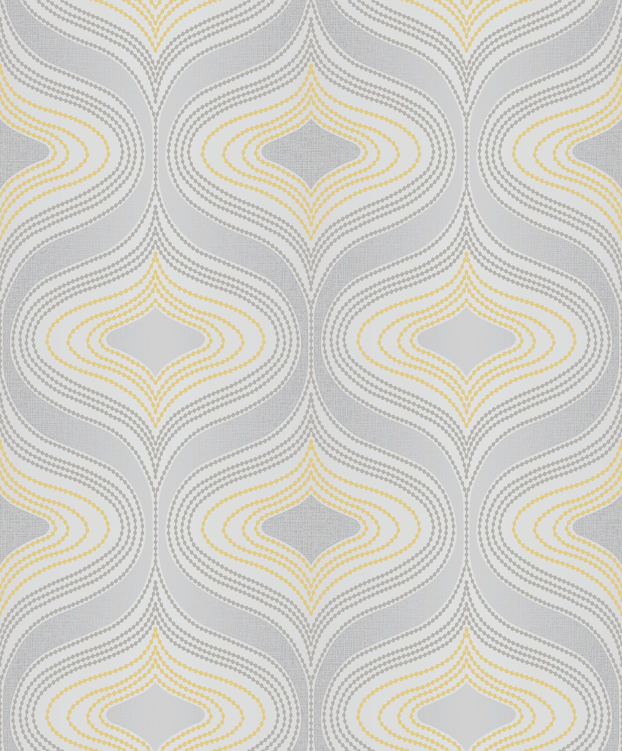 Grandeco Nuevo Grey Yellow Geometric Glitter Effect Textured Wallpaper Diy At B Q