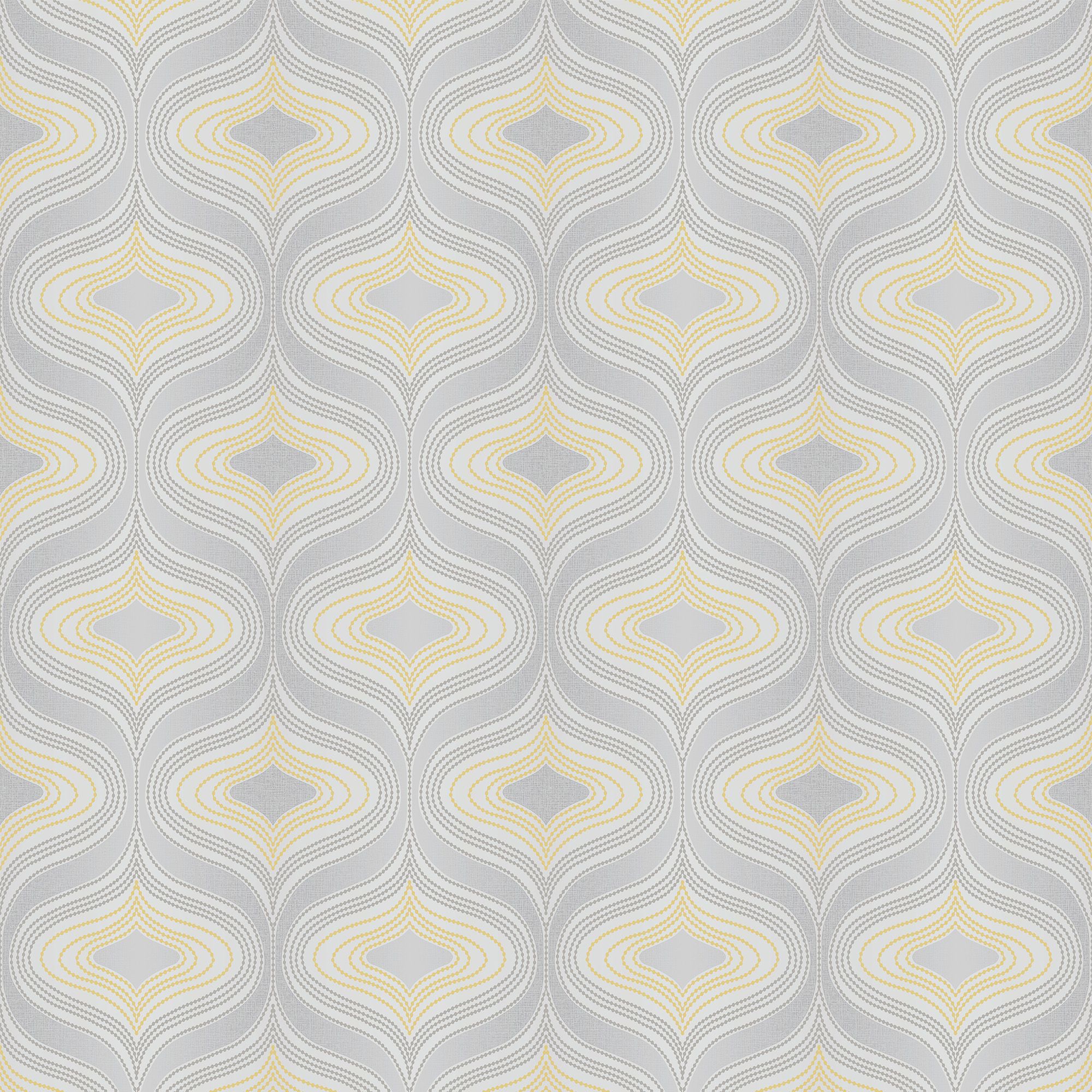 Grandeco Nuevo Grey & yellow Glitter & mica effect Geometric Textured Wallpaper Sample