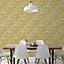 Grandeco Palm springs Grey & yellow Woven effect Leaf Embossed Wallpaper Sample