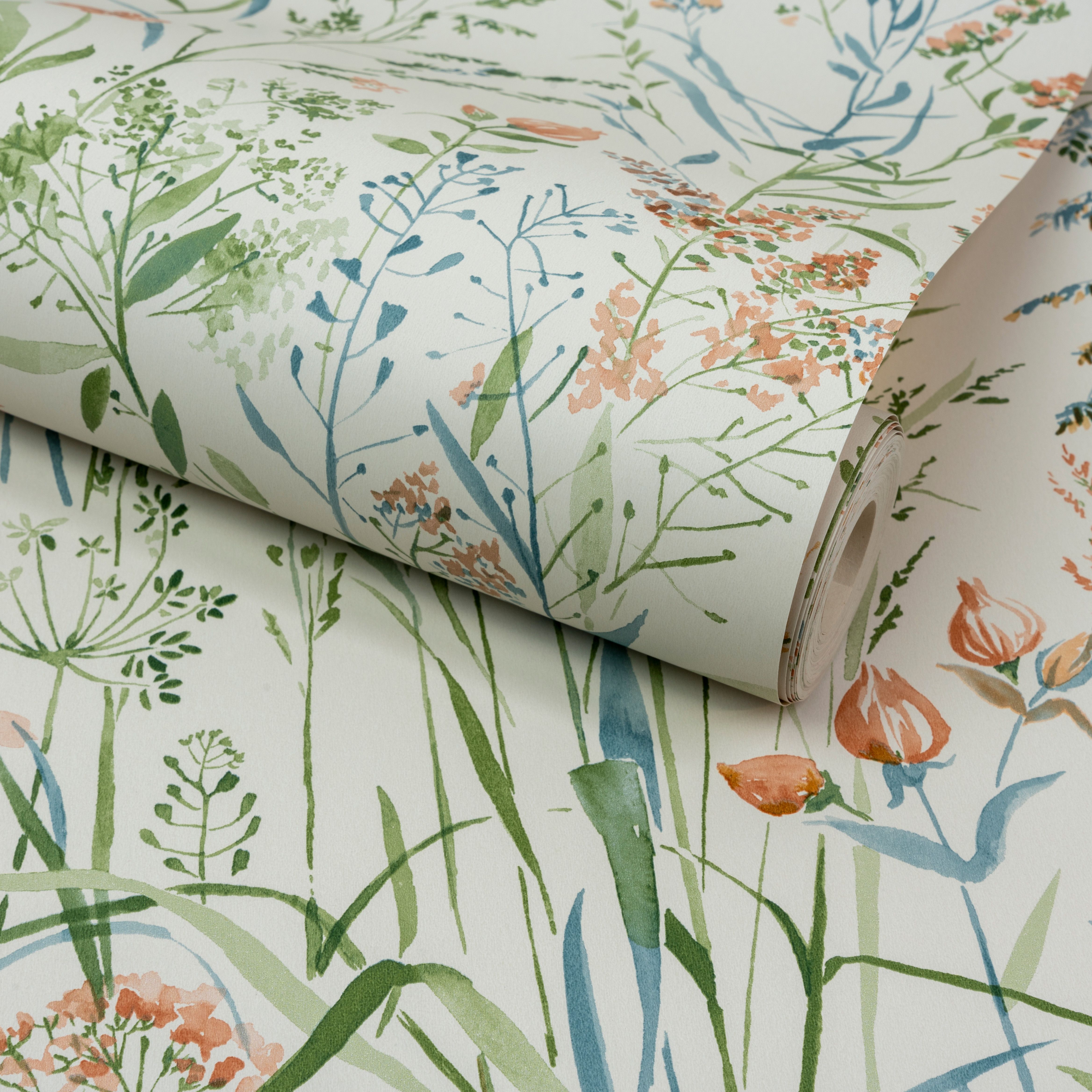 Grandeco Sage Summer meadow Vintage Smooth Wallpaper